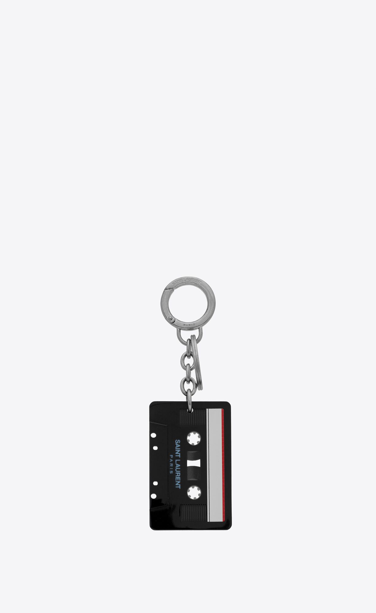 YSL Saint Laurent Cassette Tape Keyring Black And White Havana | THFZE3098