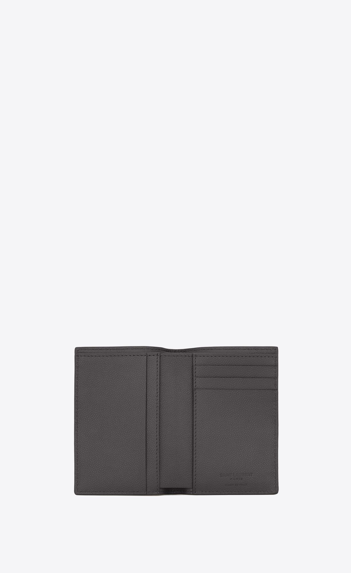 YSL Saint Laurent Credit Card Wallet In Grain De Poudre-embossed Leather Storm | LWNMK3510