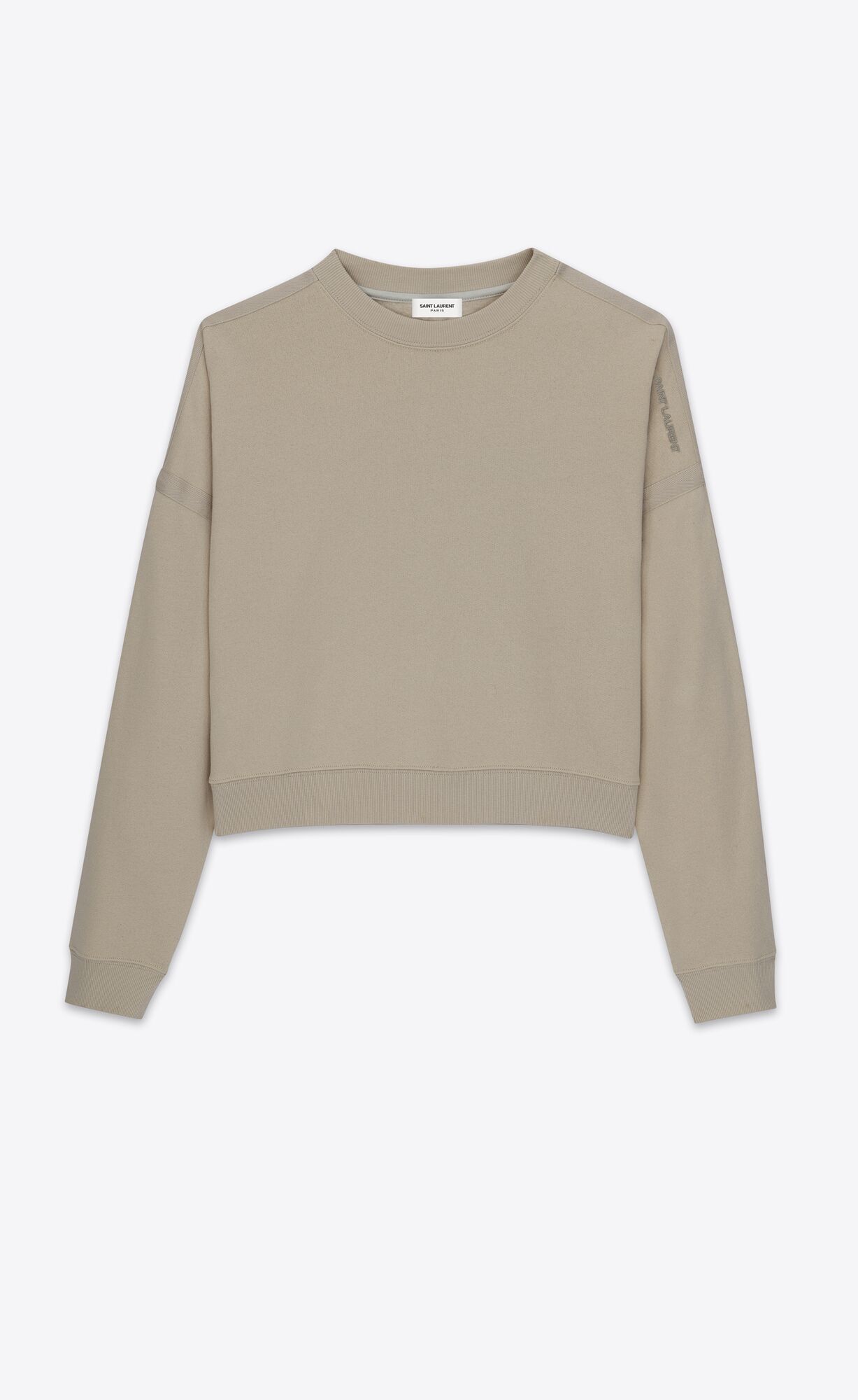 YSL Saint Laurent Cropped Sweatshirt Mastic | GWJVX5943