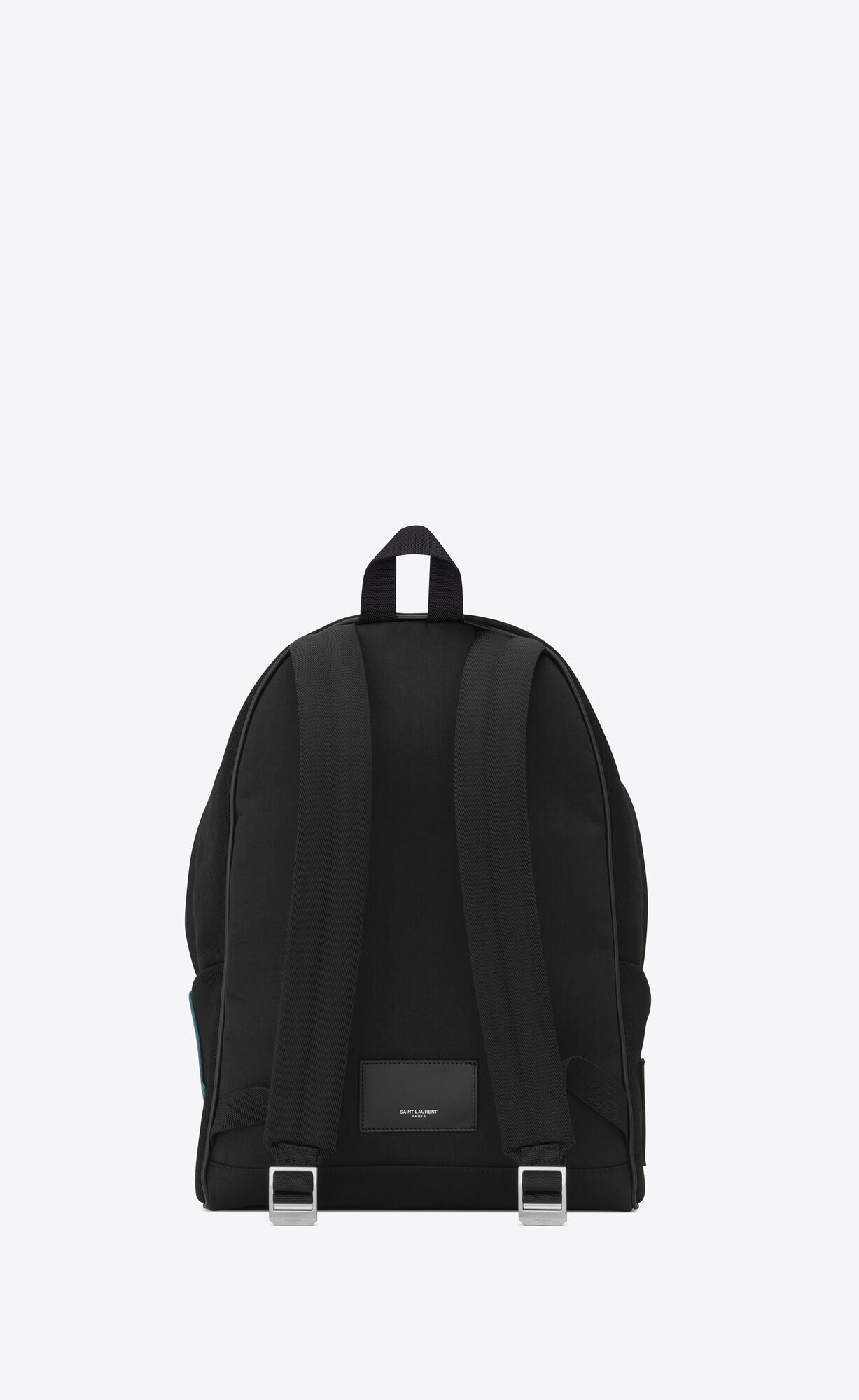 YSL Saint Laurent Embroidered City Backpack In Canvas Black And White | DBUHT2914