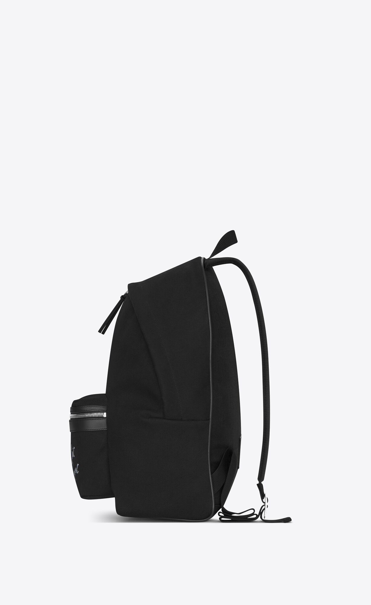 YSL Saint Laurent Embroidered City Backpack In Canvas Black And White | DBUHT2914