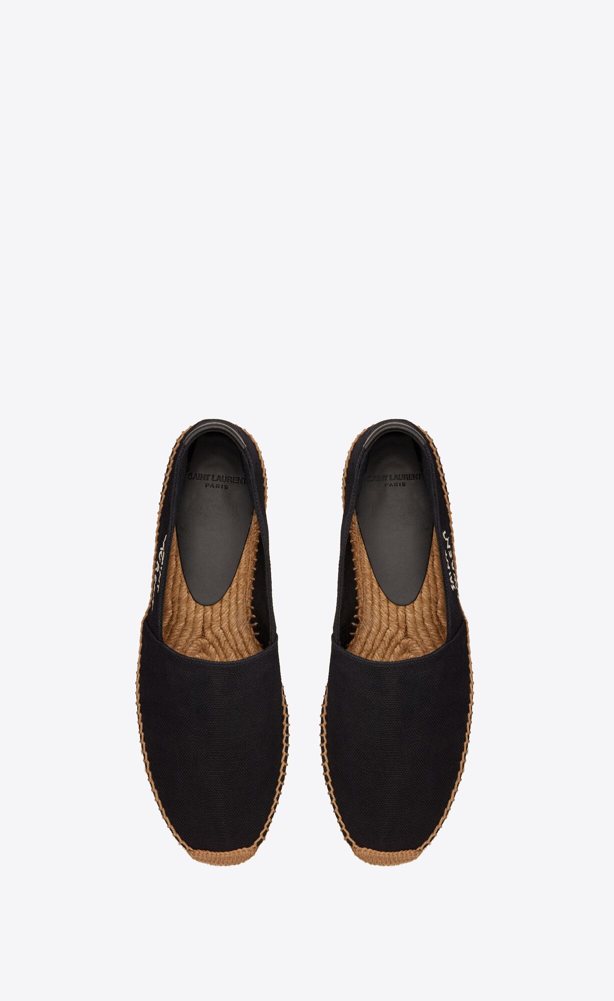 YSL Saint Laurent Embroidered Espadrilles In Canvas Black | ABKCR7341