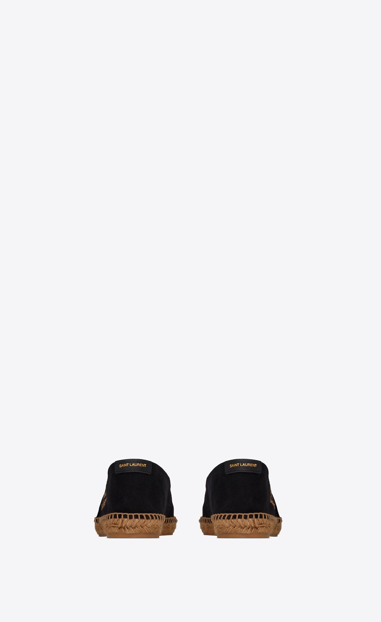 YSL Saint Laurent Embroidered Espadrilles In Canvas Black | ABKCR7341