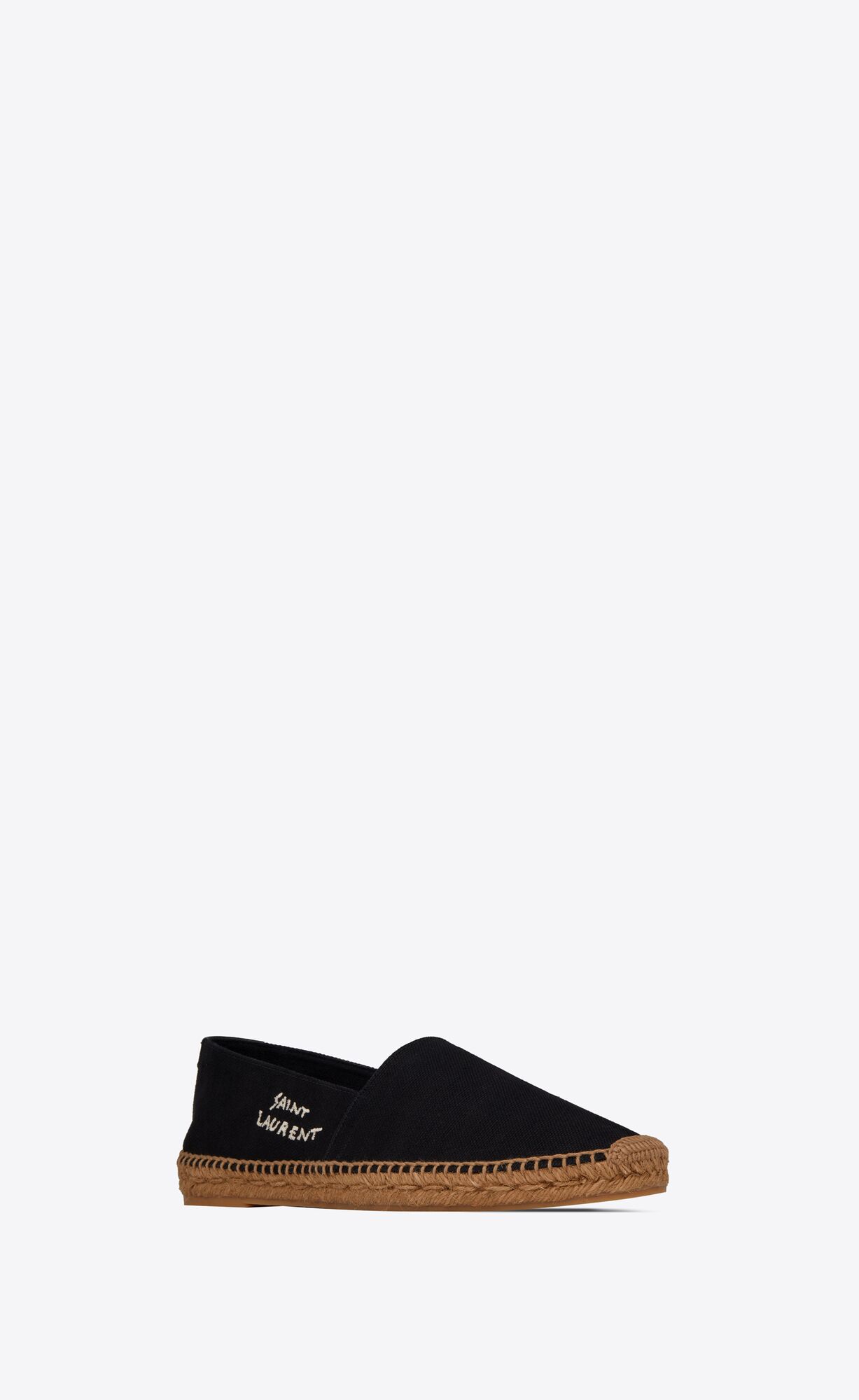 YSL Saint Laurent Embroidered Espadrilles In Canvas Black | ABKCR7341