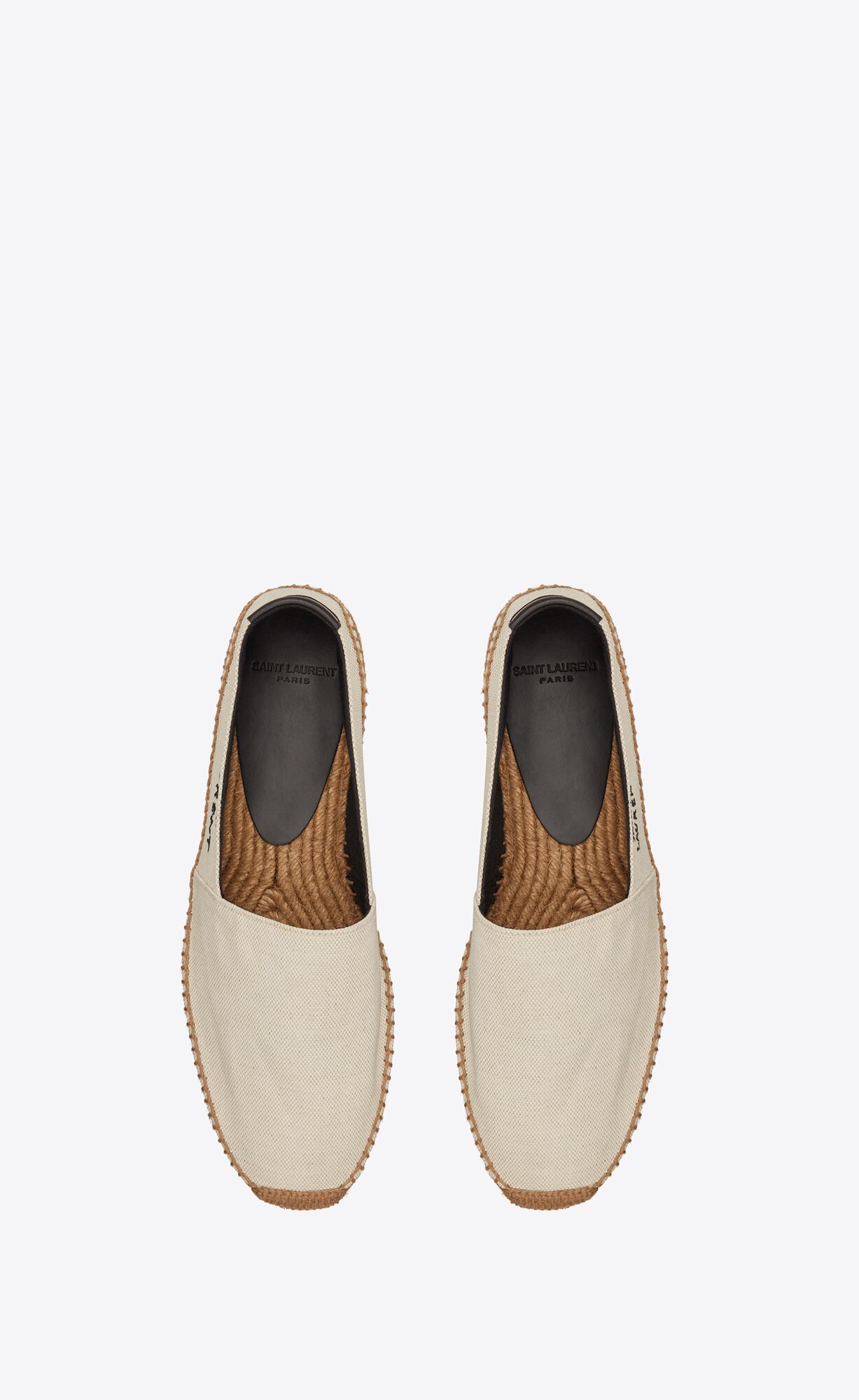 YSL Saint Laurent Embroidered Espadrilles In Canvas Natural Beige | IBXDF1960