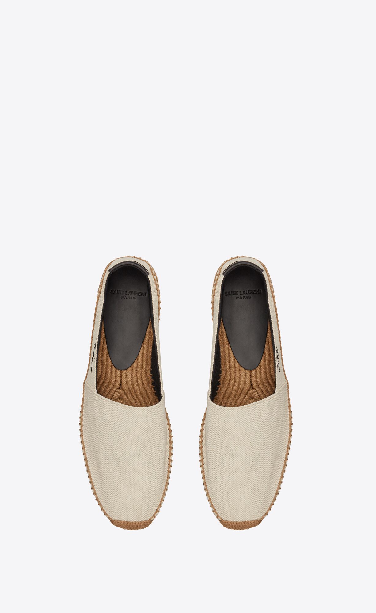 YSL Saint Laurent Embroidered Espadrilles In Canvas Natural Beige | LQVMT0864