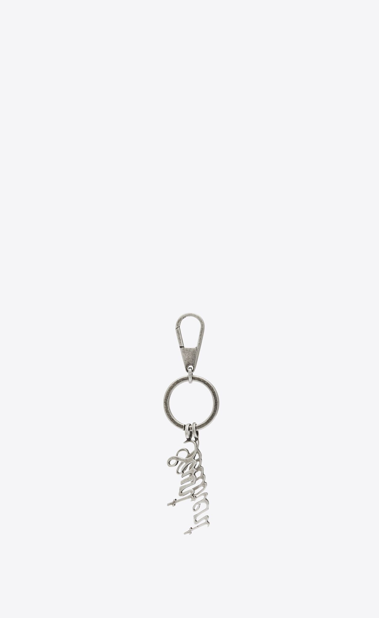 YSL Saint Laurent Keyring In Metal Oxidized Silver | CASJZ4215