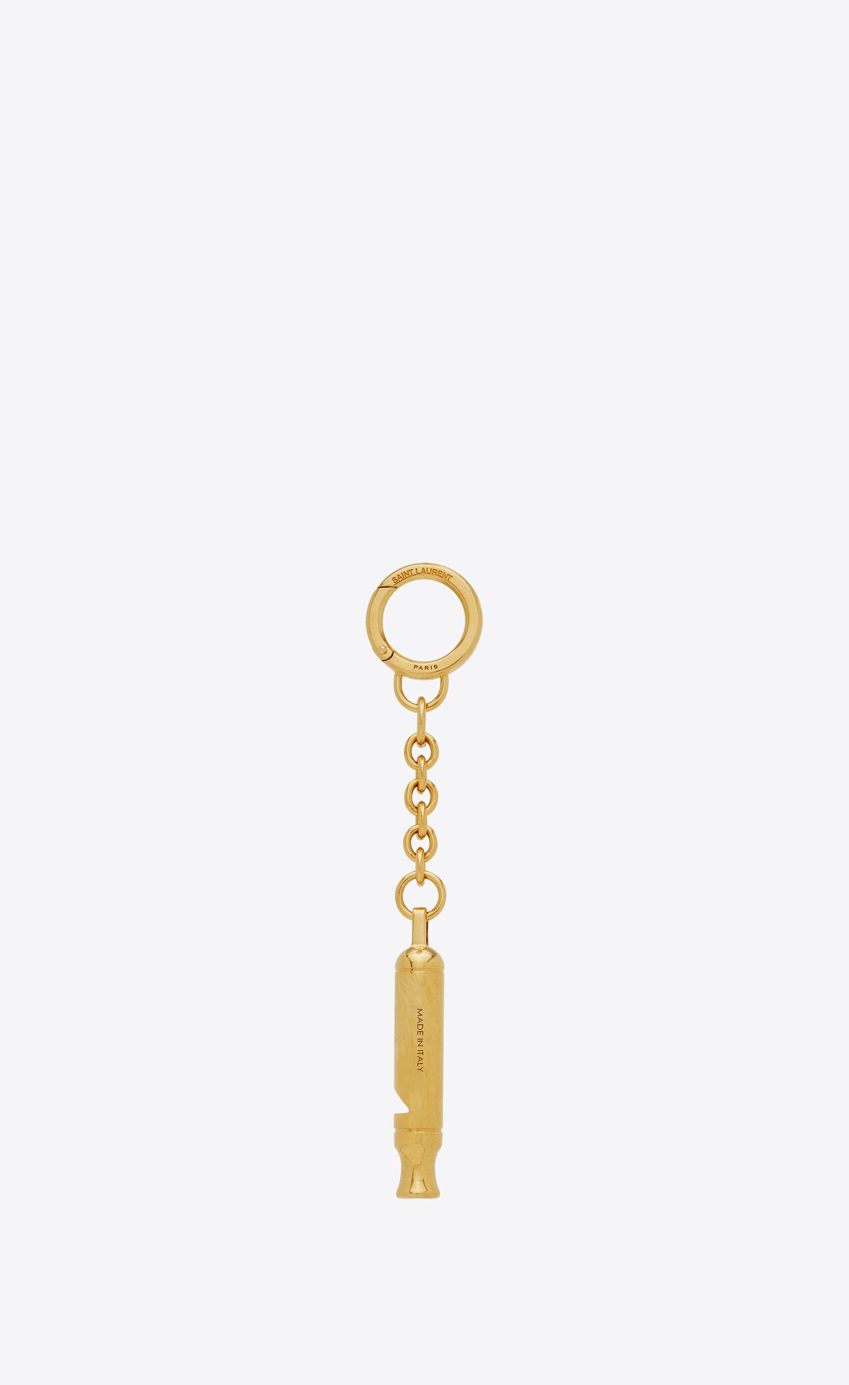 YSL Saint Laurent Metal Whistle Keyring Gold | PQHRU6294