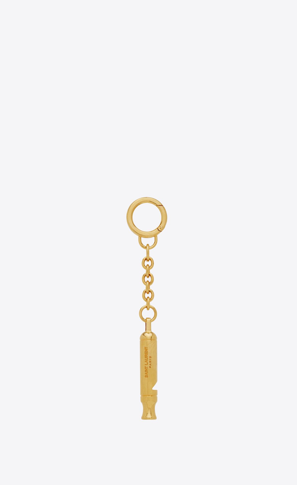 YSL Saint Laurent Metal Whistle Keyring Gold | PQHRU6294