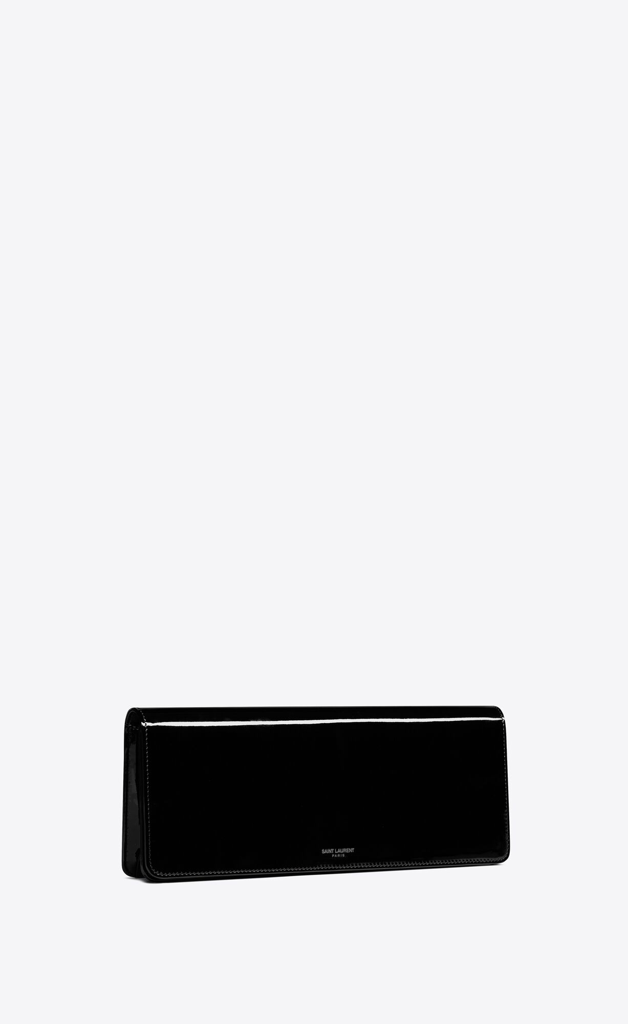 YSL Saint Laurent Paris Baguette Pouch In Patent Leather Black | VZJRF3729