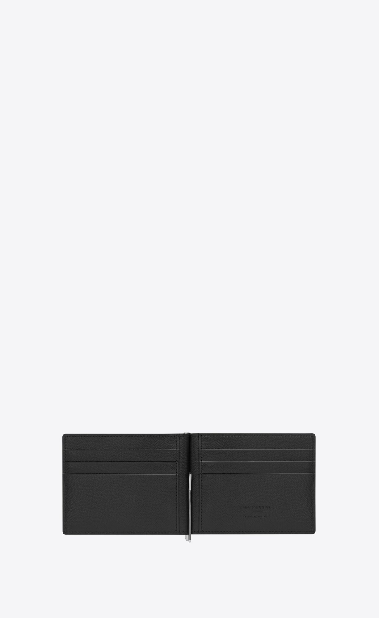 YSL Saint Laurent Paris Bill Clip Wallet In Grain De Poudre Embossed Leather Black | DNEQT4972