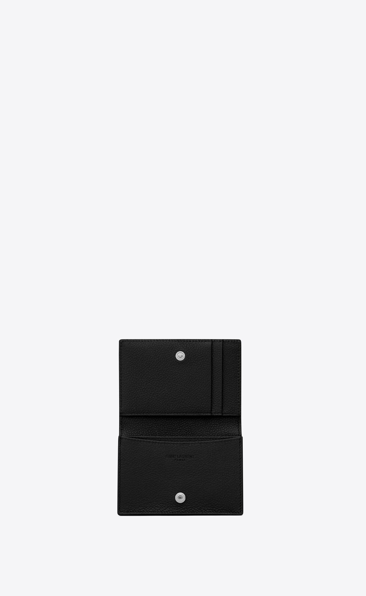 YSL Saint Laurent Paris Business Card Case In Grained Leather Black | CEQBA2470