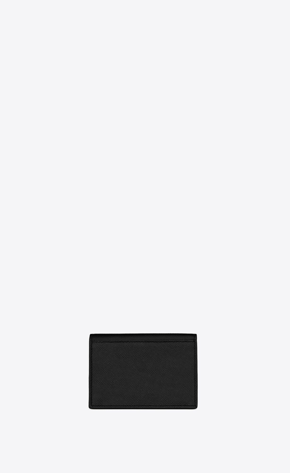 YSL Saint Laurent Paris Business Card Holder With Flap In Grain De Poudre-embossed Leather Black | PJAKX4596