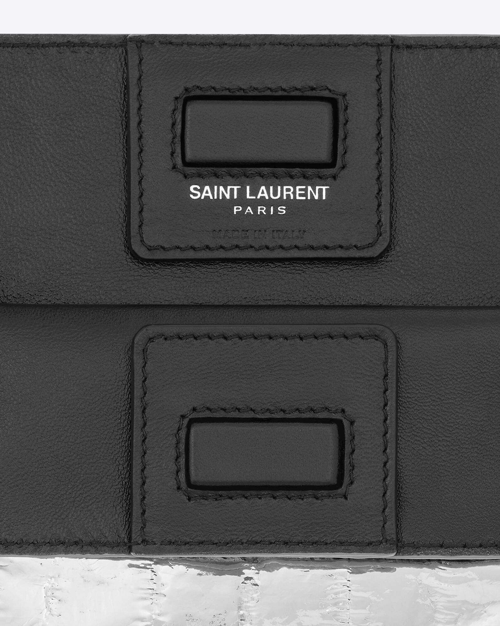 YSL Saint Laurent Paris Deli Paper Bag In Eel Metal Silver | RKYVL3826