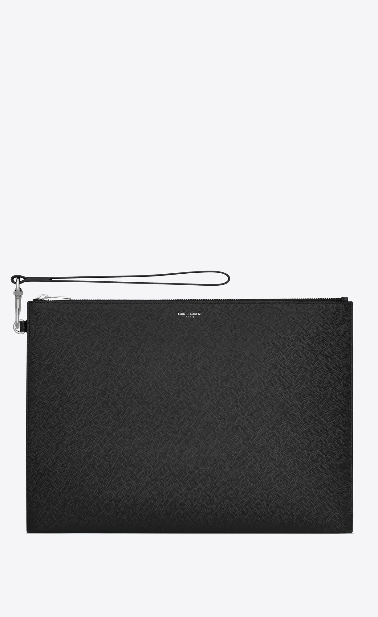 YSL Saint Laurent Paris Document Holder In Grain De Poudre Embossed Leather Black | HNXIW2904