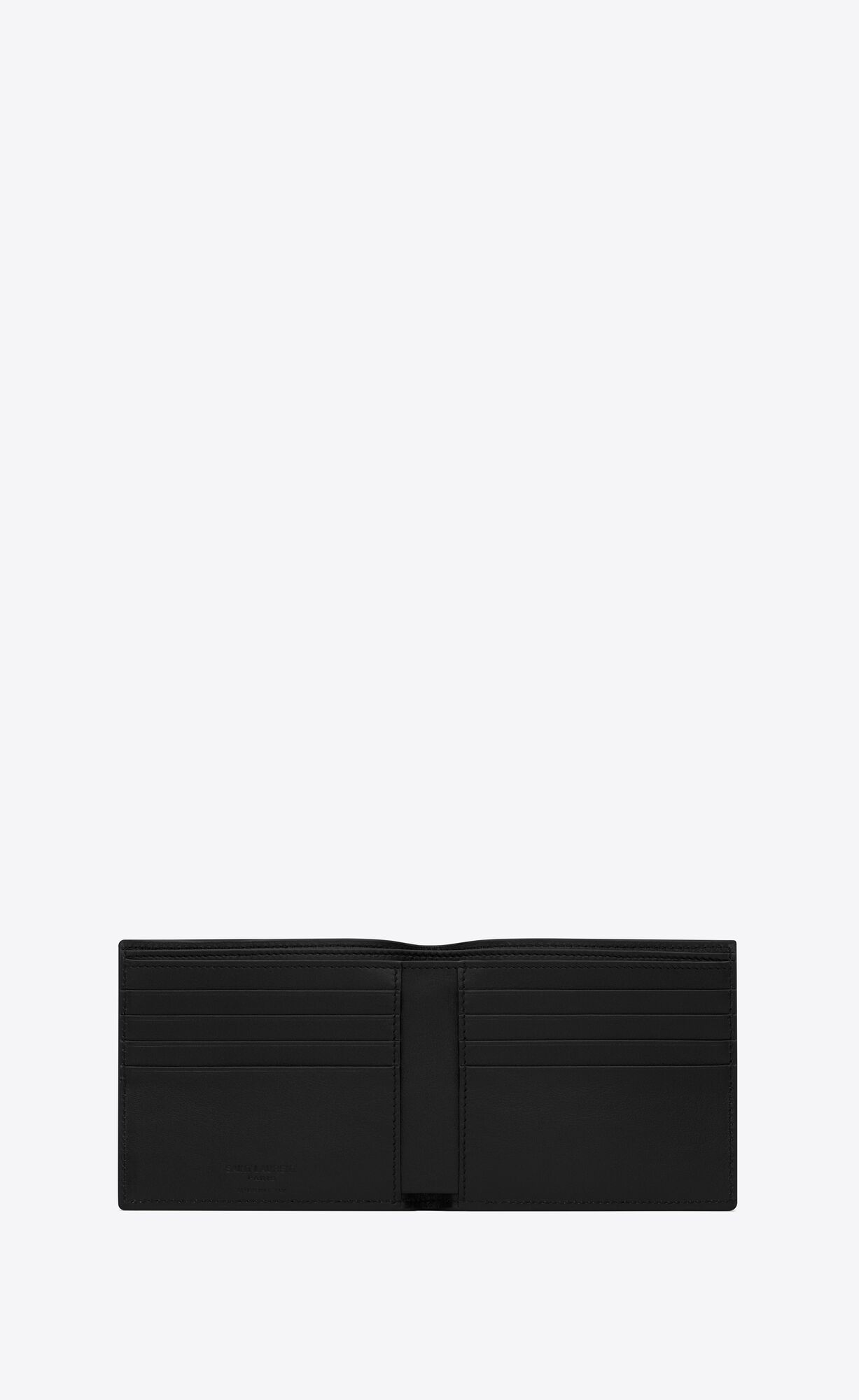 YSL Saint Laurent Paris East/West Wallet In Brushed Patent Leather Black And Ivory | AXOFE9506