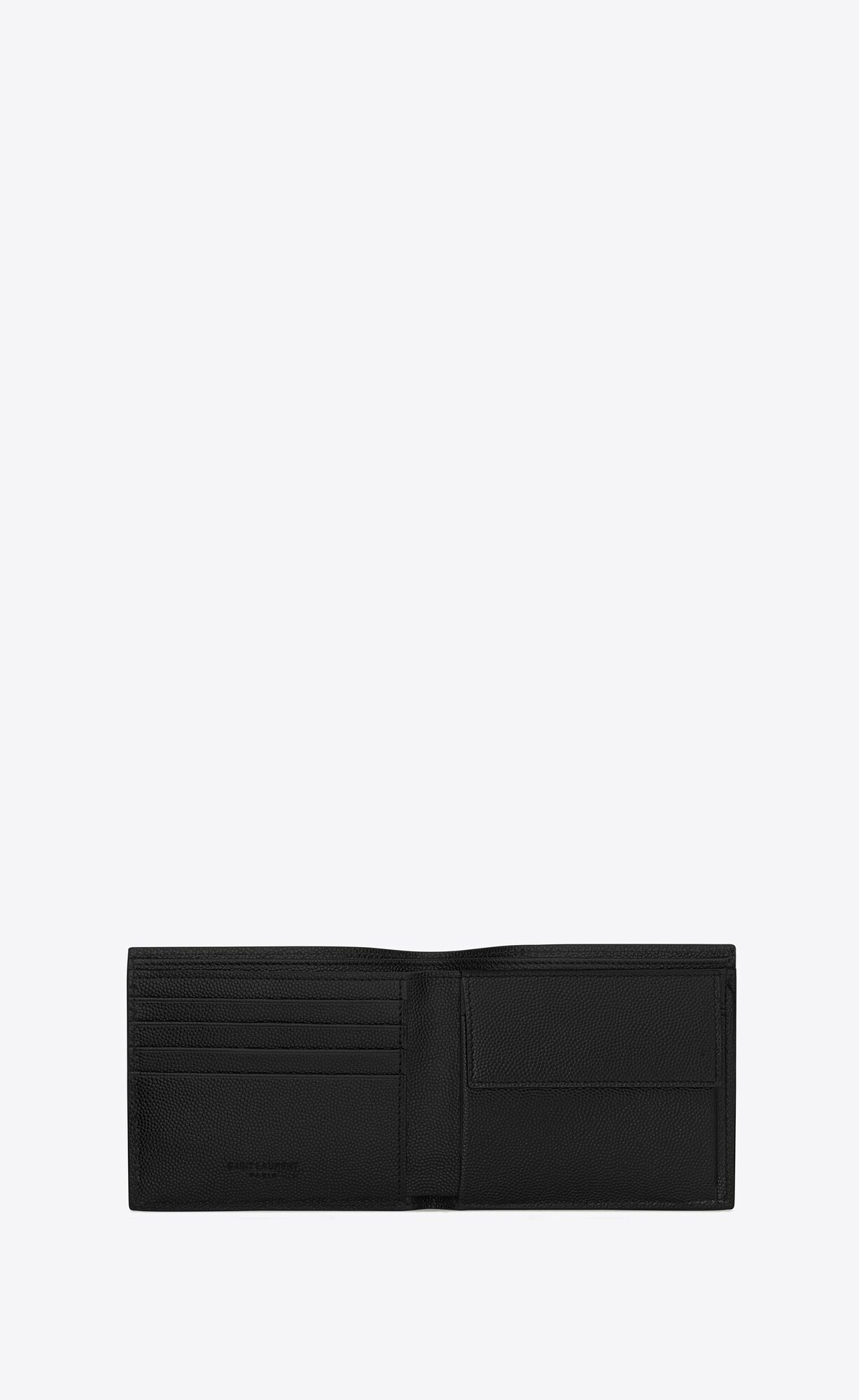 YSL Saint Laurent Paris East/West Wallet With Coin Purse In Grain De Poudre Embossed Leather Black | EUYHD3418