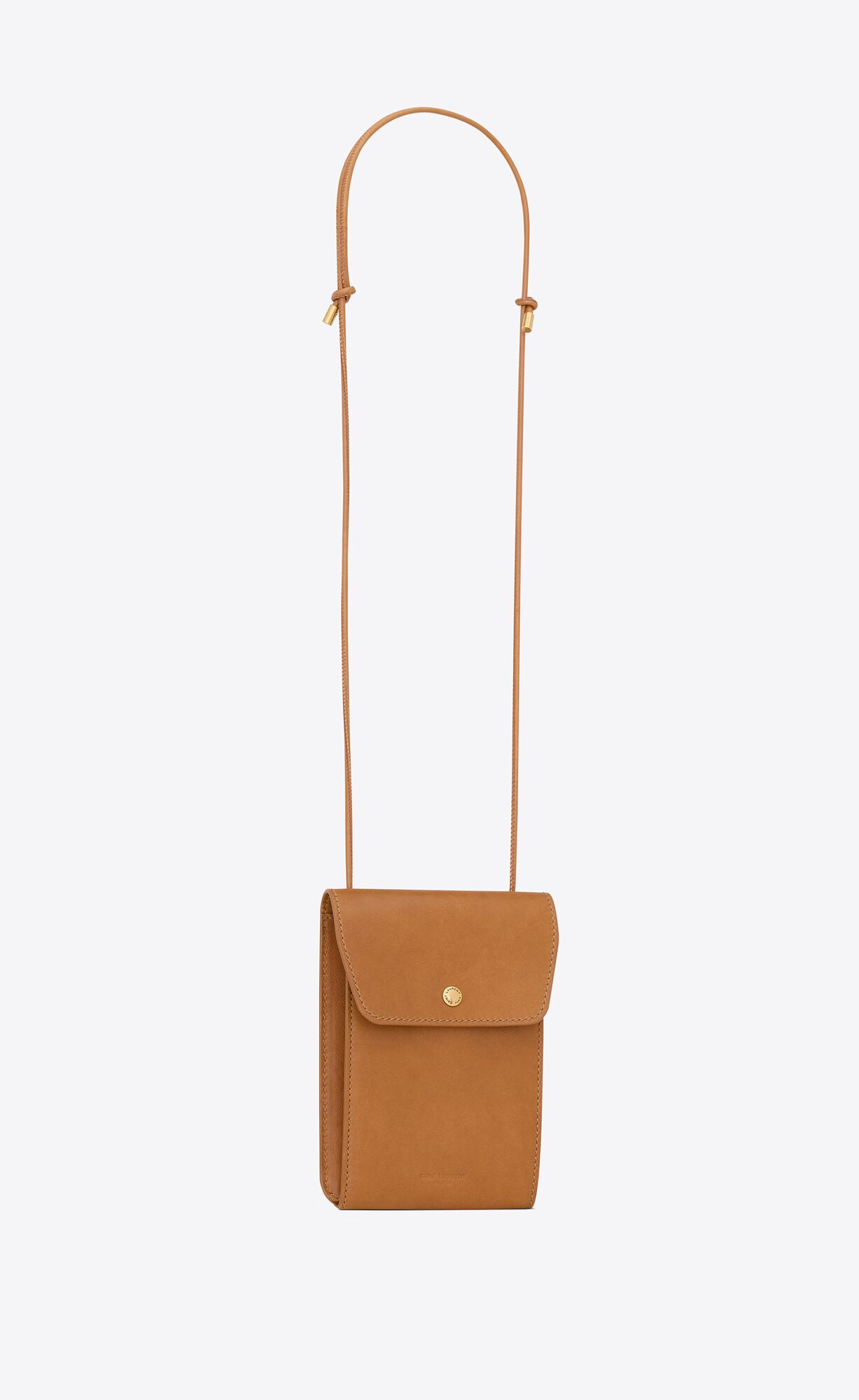 YSL Saint Laurent Paris Flat Pouch In Vegetable-tanned Leather Natural | LICUO7483