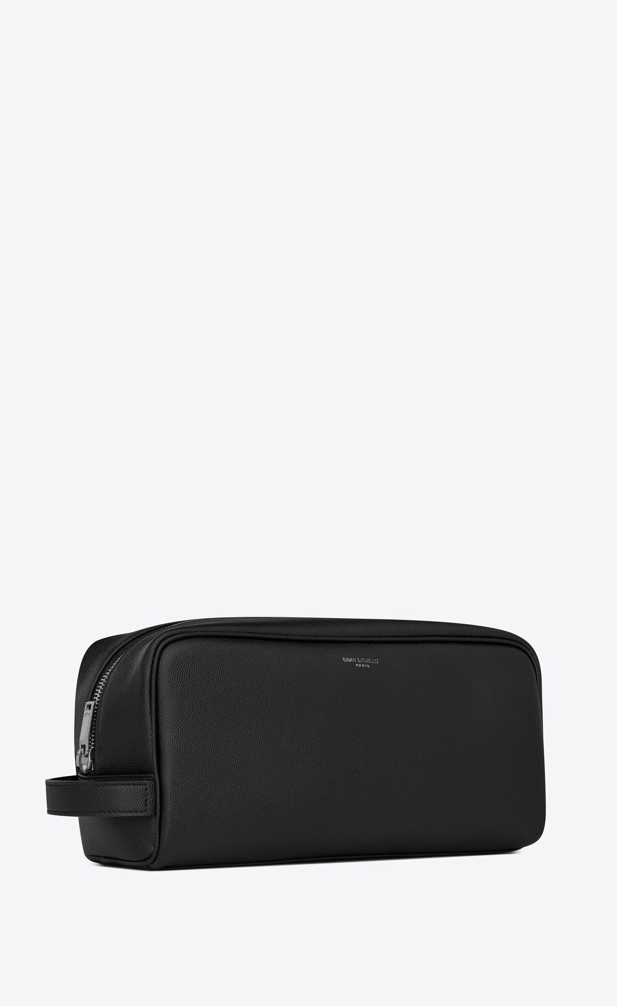 YSL Saint Laurent Paris Grooming Case In Grain De Poudre Embossed Leather Black | UNVGB0385