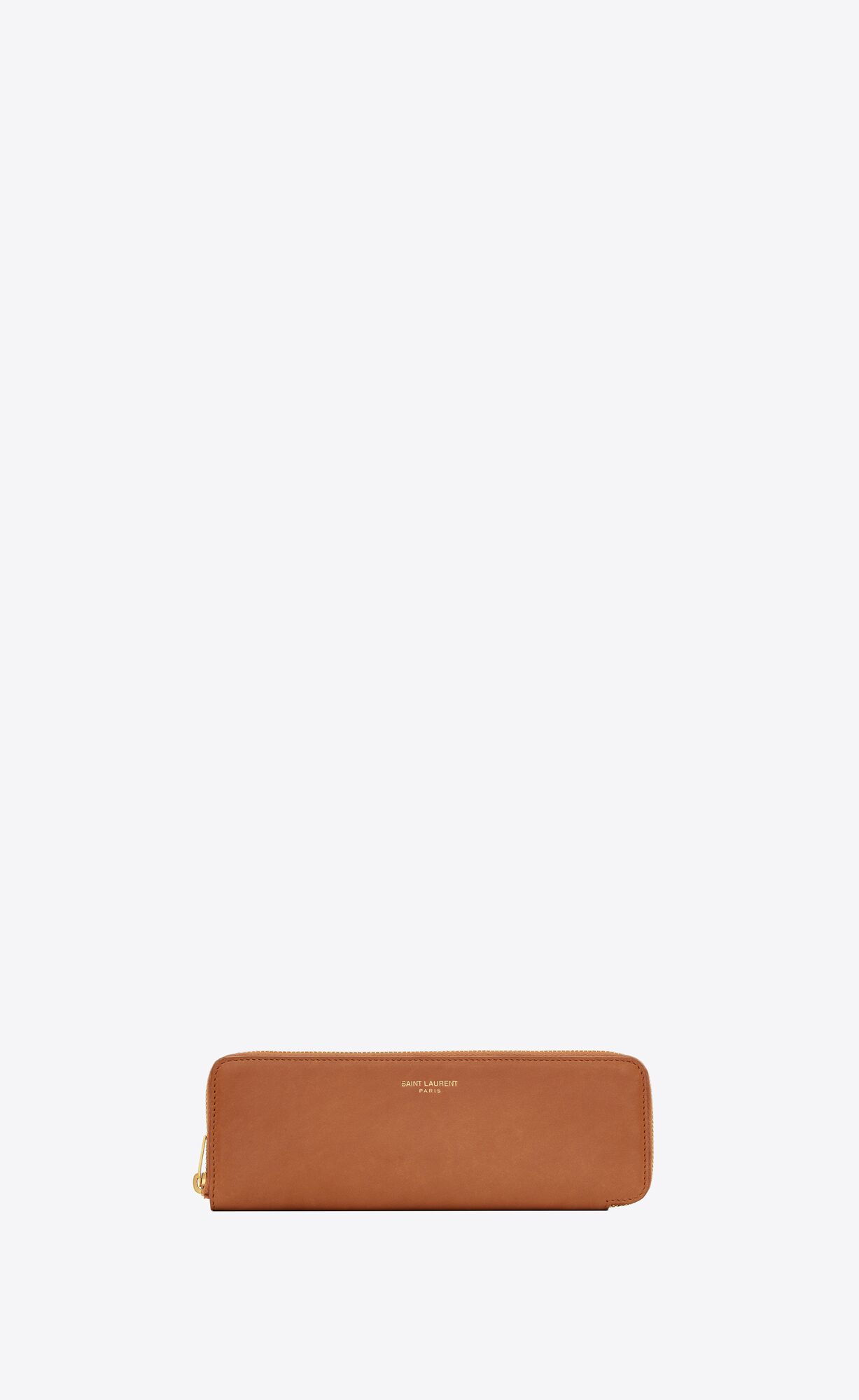 YSL Saint Laurent Paris Pencil Case In Vegetable-tanned Leather Brick | YTUNE5836