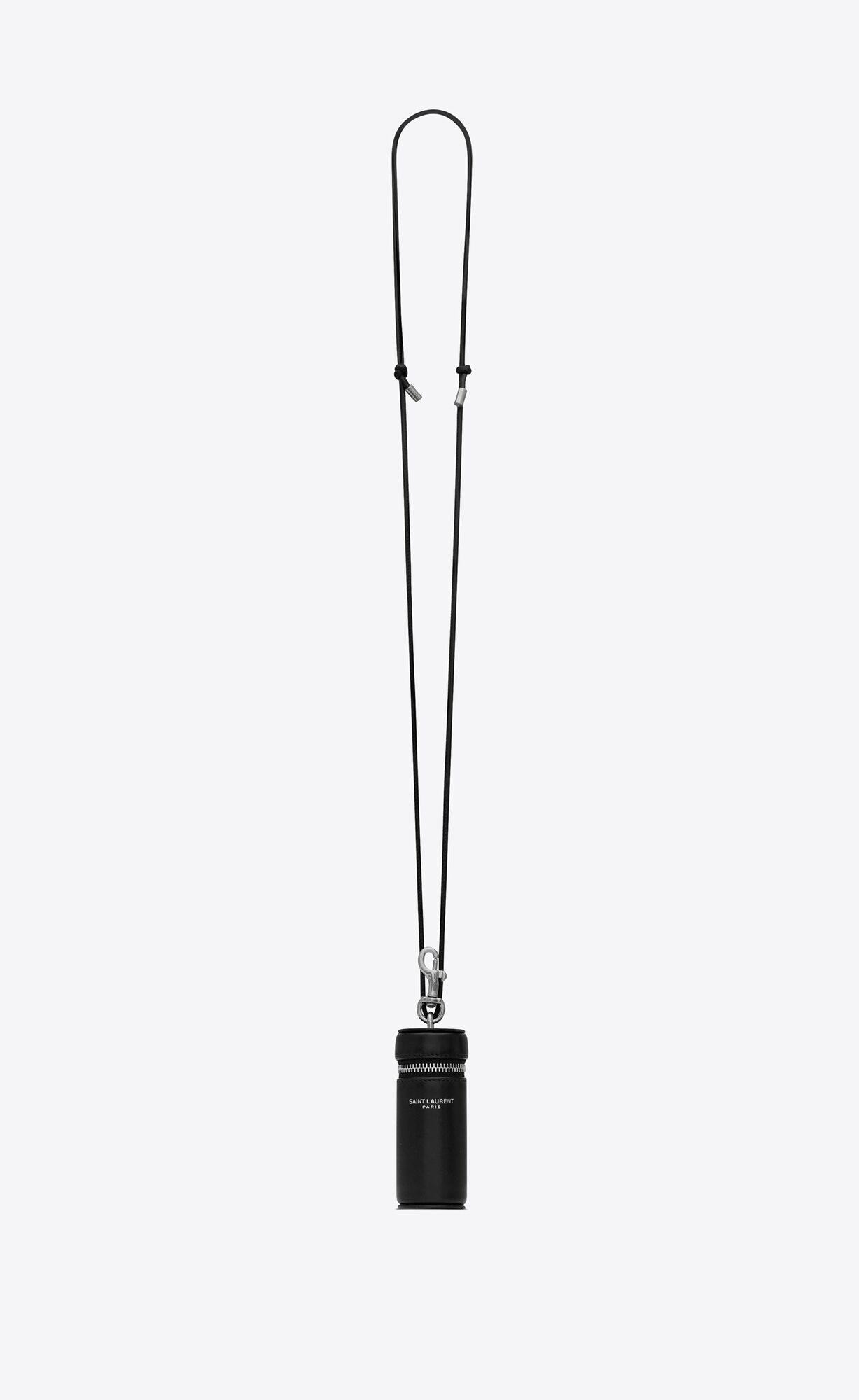 YSL Saint Laurent Paris Tube Necklace In Smooth Leather Black | CHPAS9853