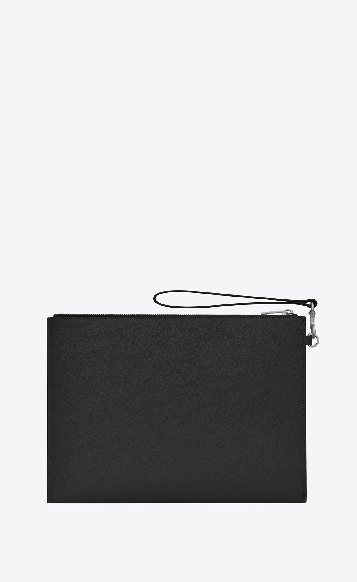 YSL Saint Laurent Paris Zipped Tablet Holder In Grain De Poudre-embossed Leather Noir | FAOIB7149