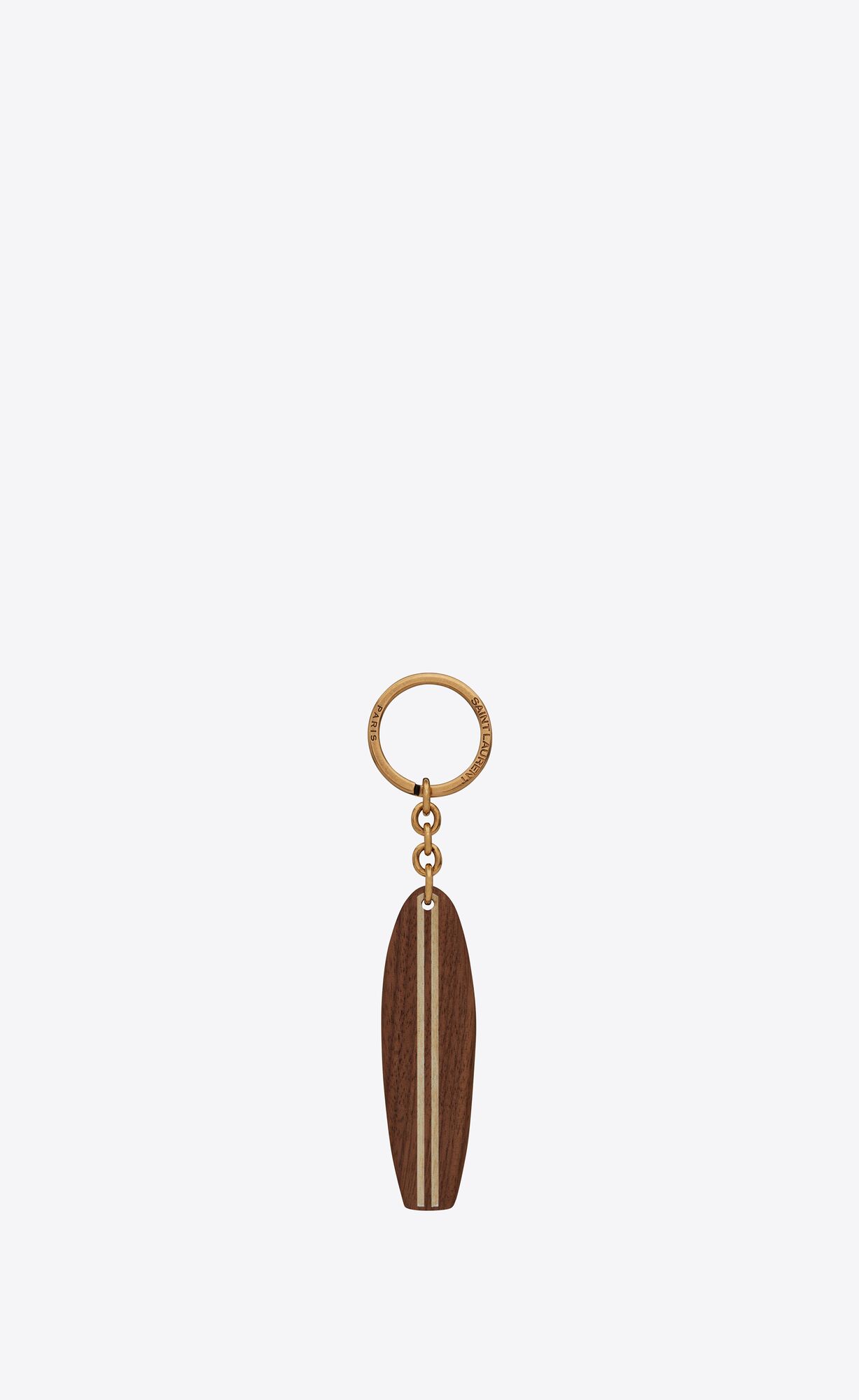 YSL Saint Laurent Surf Keyring In Wood Natural | GFQZT8047