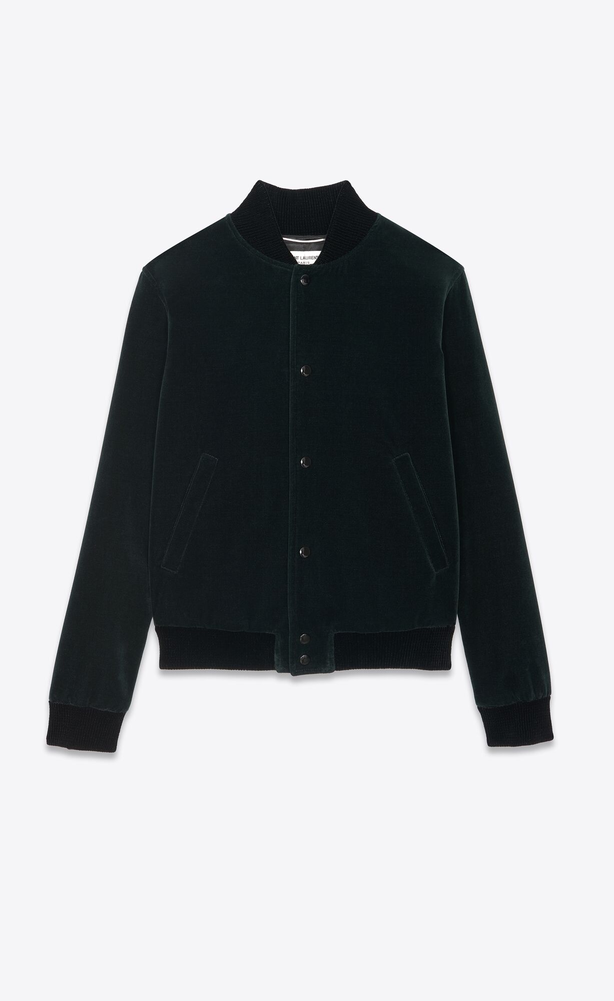 YSL Saint Laurent Teddy Jacket In Cotton Velvet Dark Forest | IYDXS2546