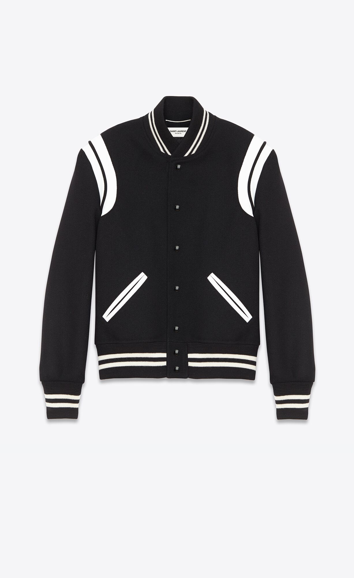 YSL Saint Laurent Teddy Jacket In Wool Black | NAMHI9754