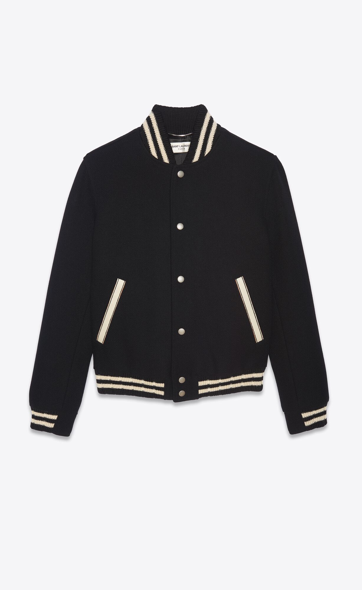 YSL Saint Laurent Teddy Jacket In Wool Black | XHNKJ1742