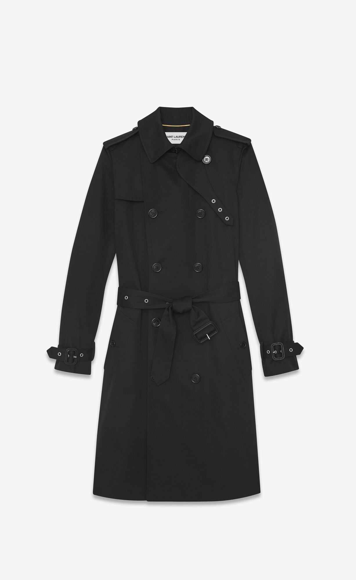 YSL Saint Laurent Trench Coat In Gabardine Black | NHJGI1630