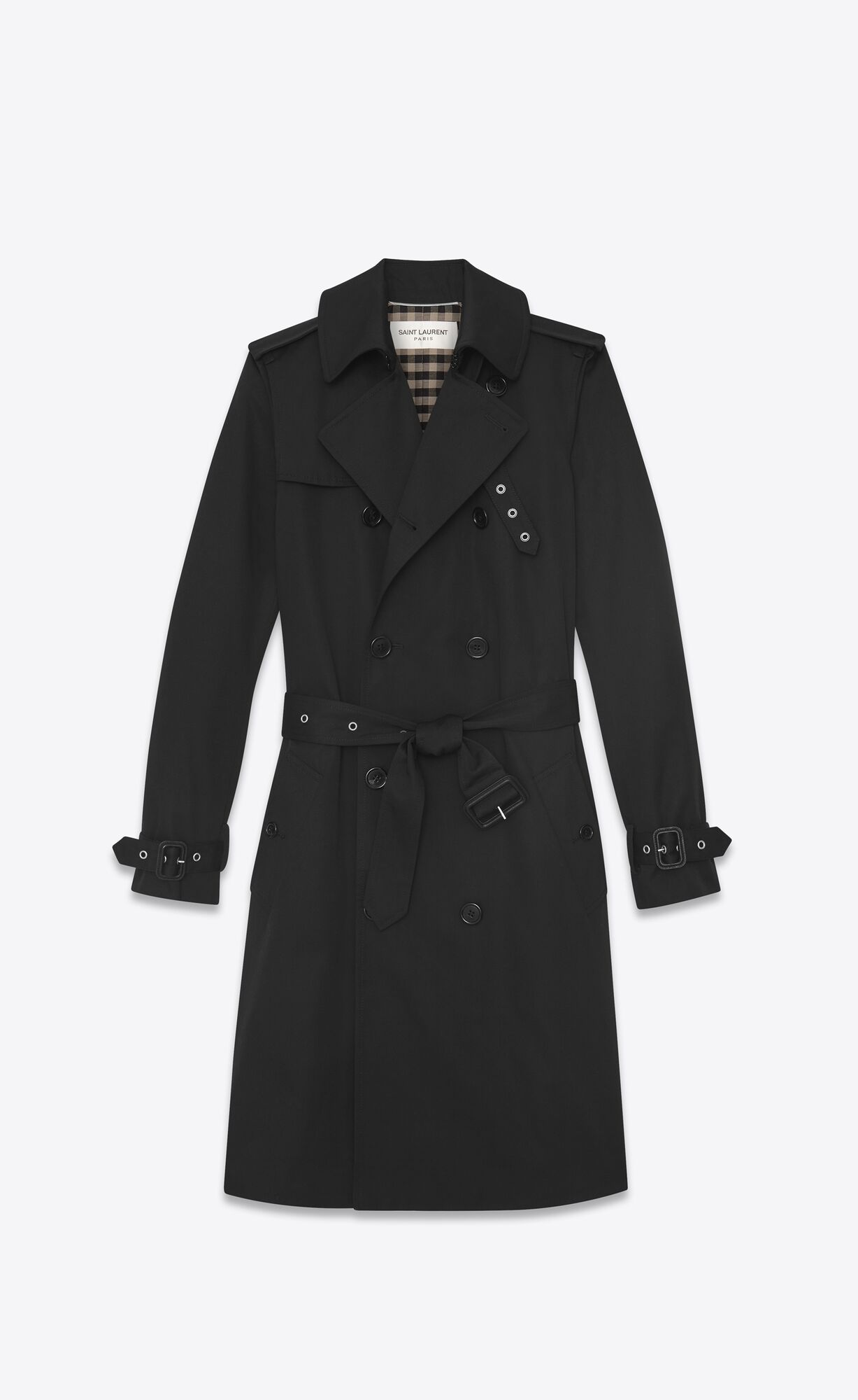 YSL Saint Laurent Trench Coat In Gabardine Black | NKWAZ5104