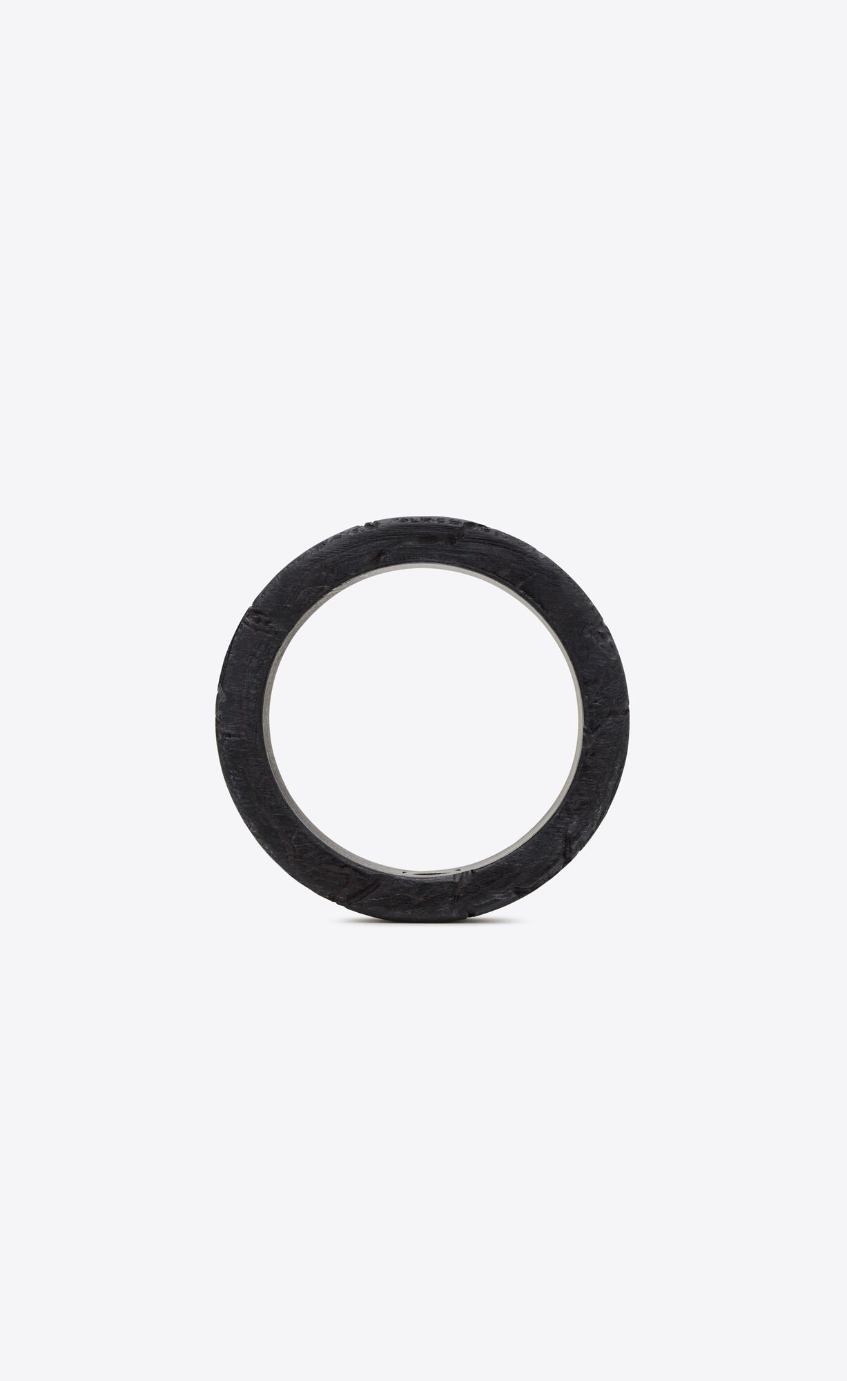 YSL Scratch Saturn Bangle In Wood Oxidized Silver And Black | QATCE8425