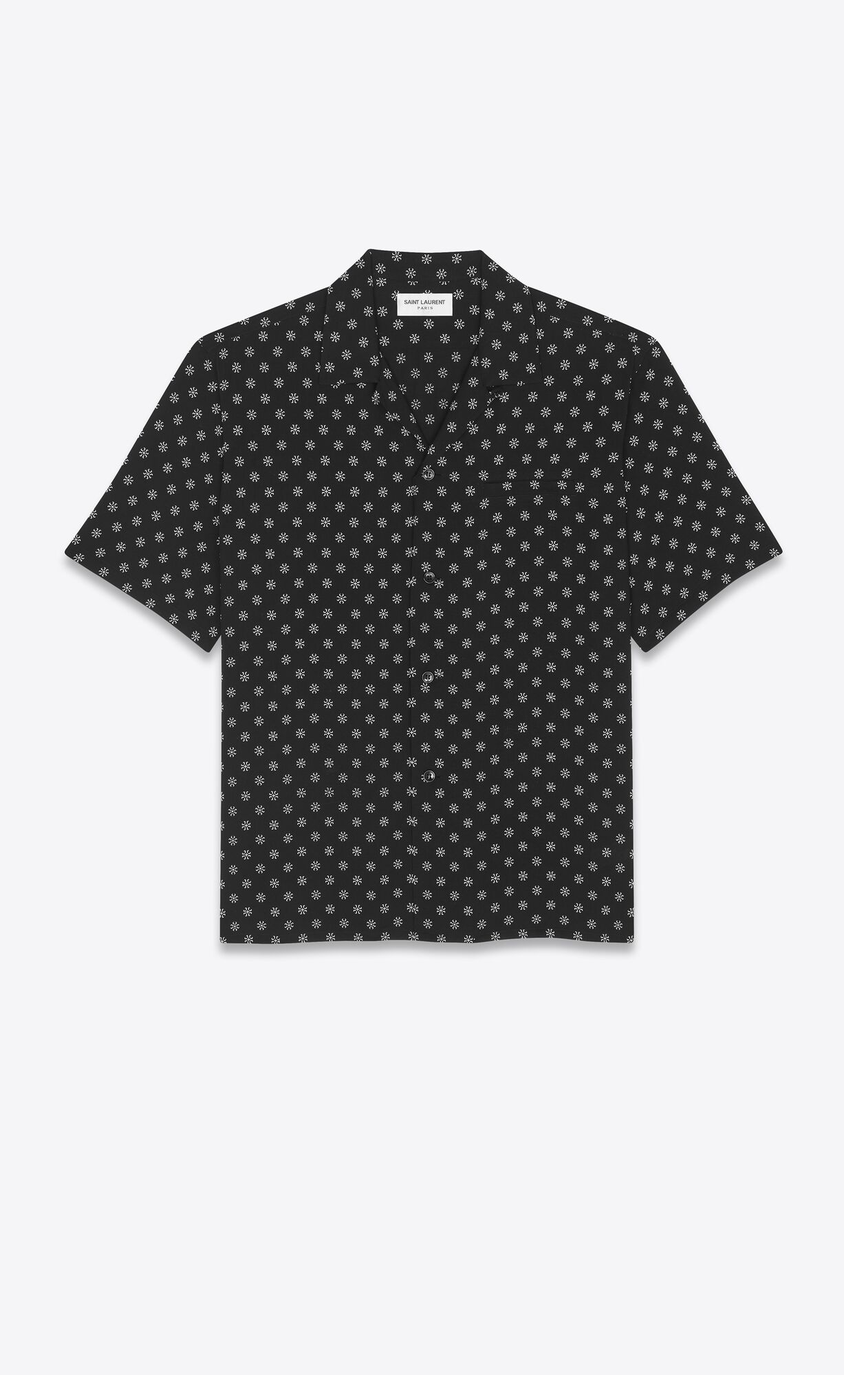 YSL Shark-collar Shirt In Dotted Viscose Noir Craie | YOUAK5034