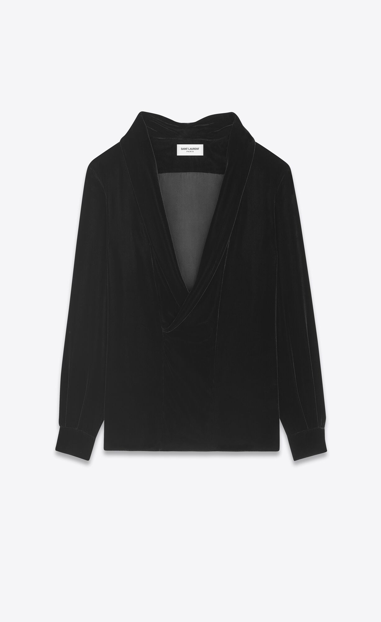 YSL Shawl-collar Blouse In Velvet Noir | ODUSR9534