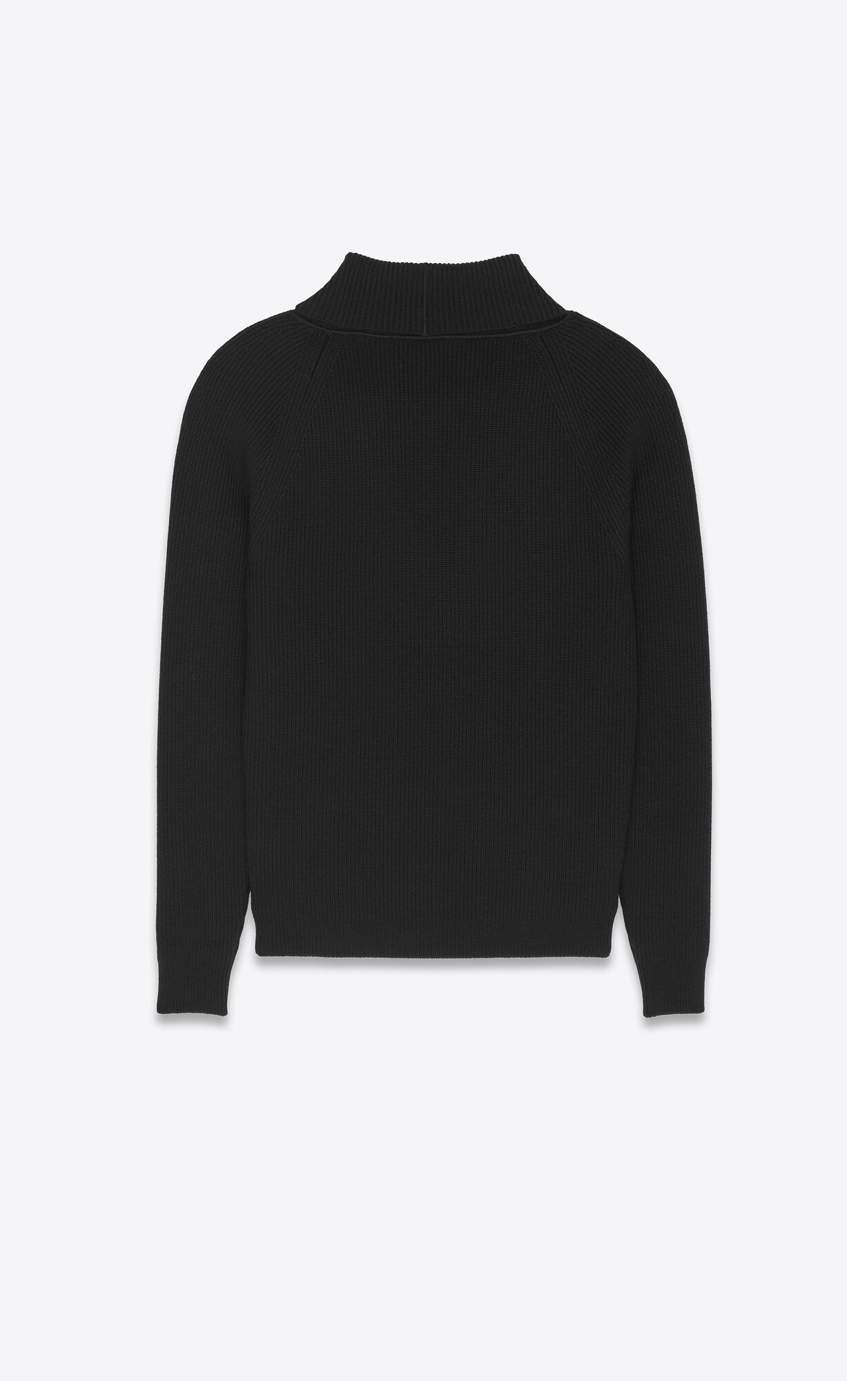 YSL Shawl-neck Sweater In Rib-knit Wool Noir | FXTSP1307