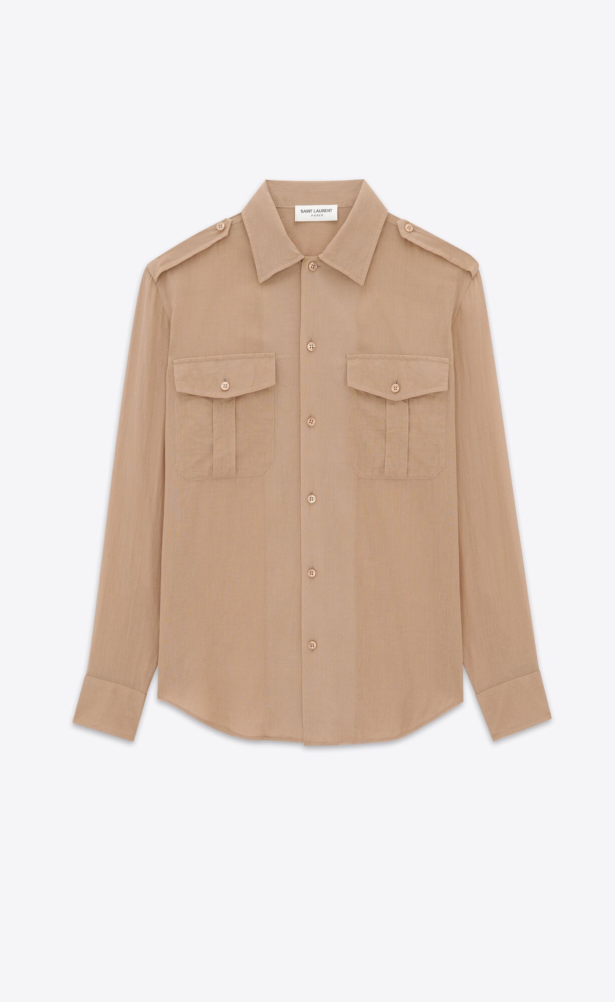 YSL Shirt In Cotton Voile Beige | FJVDM8264