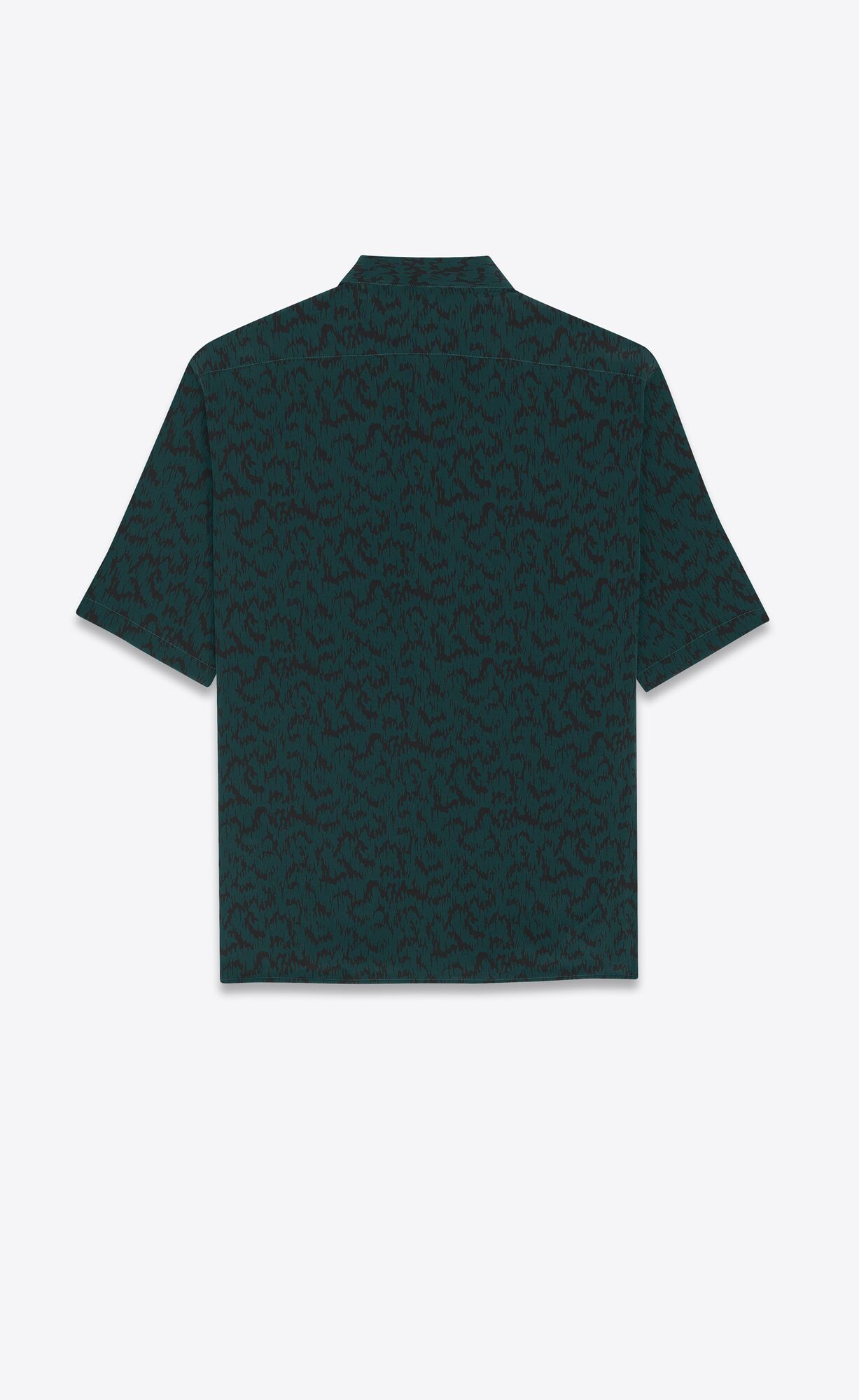 YSL Shirt In Printed Crepe De Chine Vert Noir | RNIKO7812