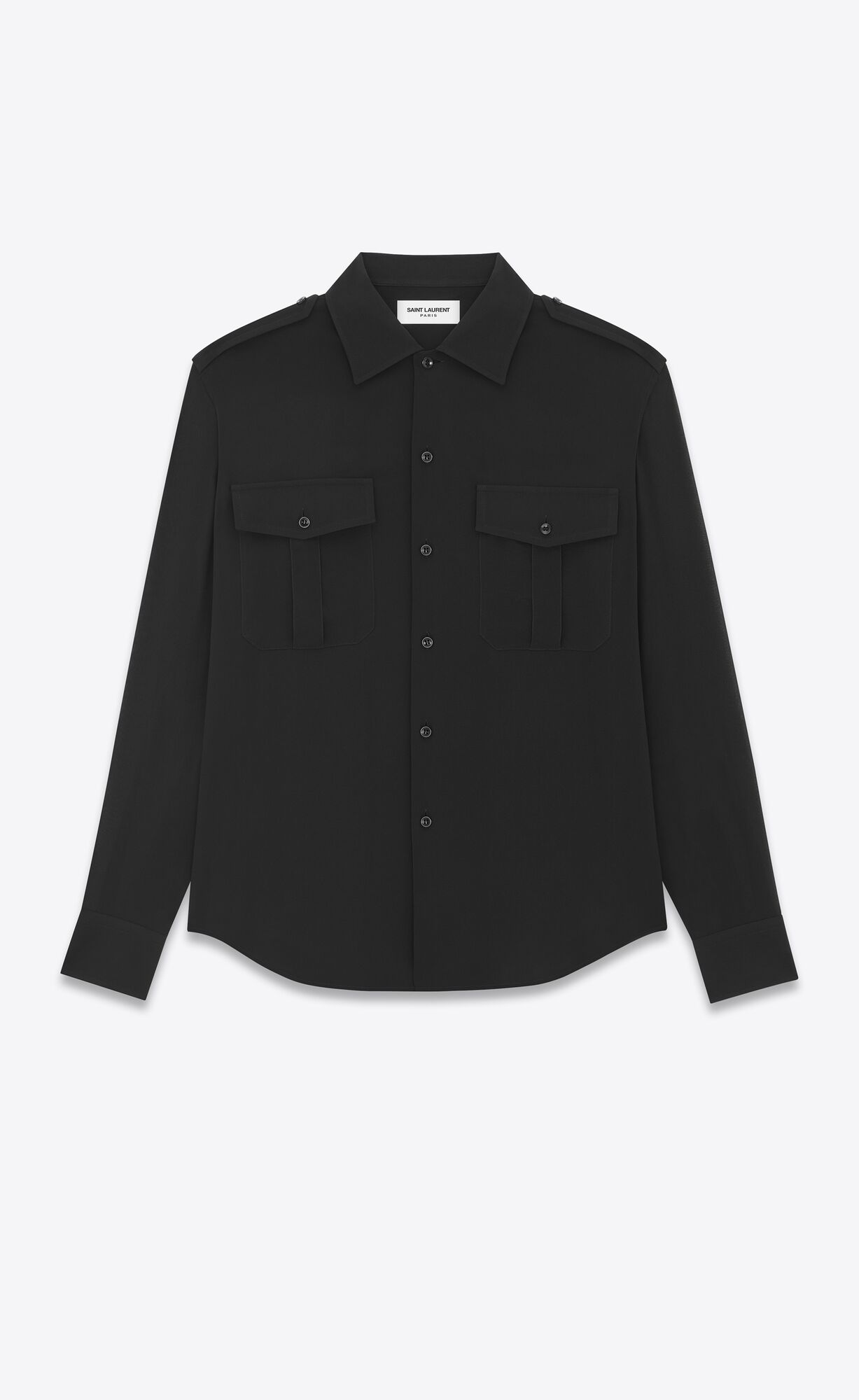 YSL Shirt In Silk Georgette Black | ZNYJB8345