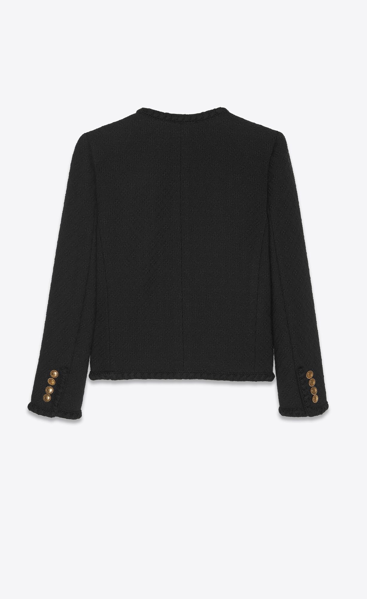 YSL Short Jacket In Diamond-embossed Tweed Black | FGHOK0947