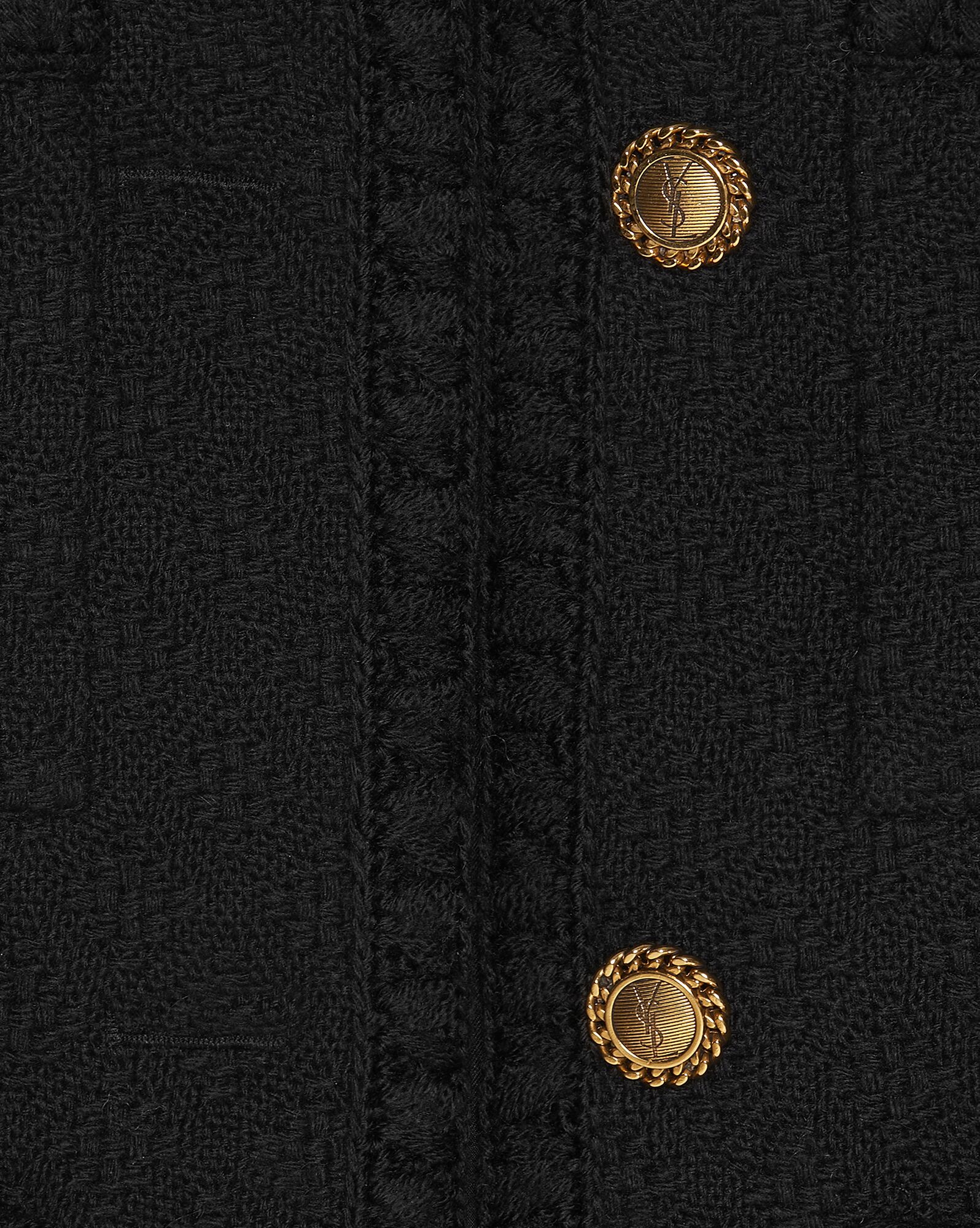 YSL Short Jacket In Diamond-embossed Tweed Black | FGHOK0947