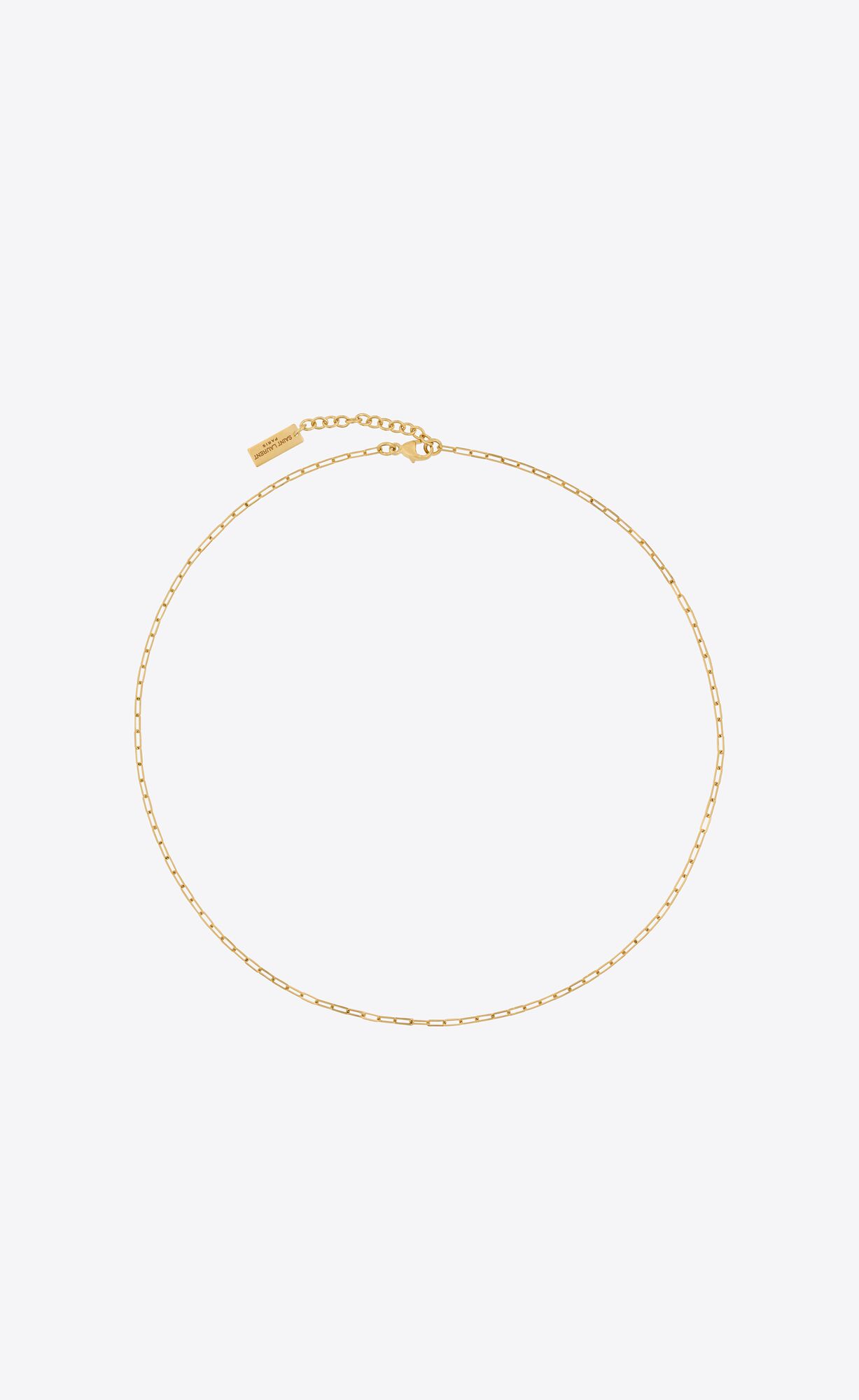 YSL Short Rectangular Chain Necklace In Metal Gold | ZPWMI3874