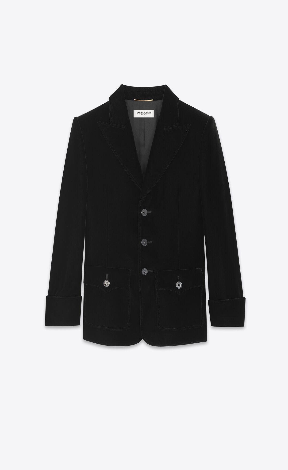 YSL Short Single-breasted Jacket In Cupro Velvet Black | GQYJT5094