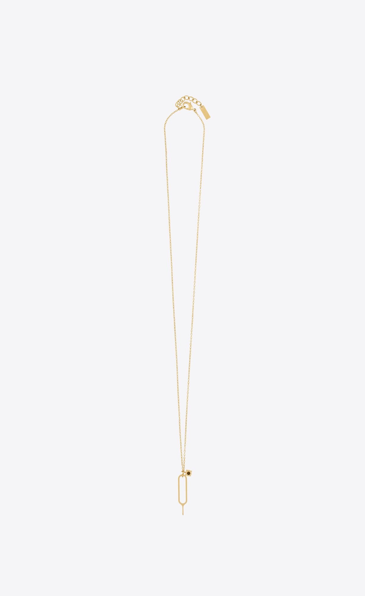 YSL Sim Key And Rhinestone Charm Necklace In Metal Gold And Crystal | XJZCS9267