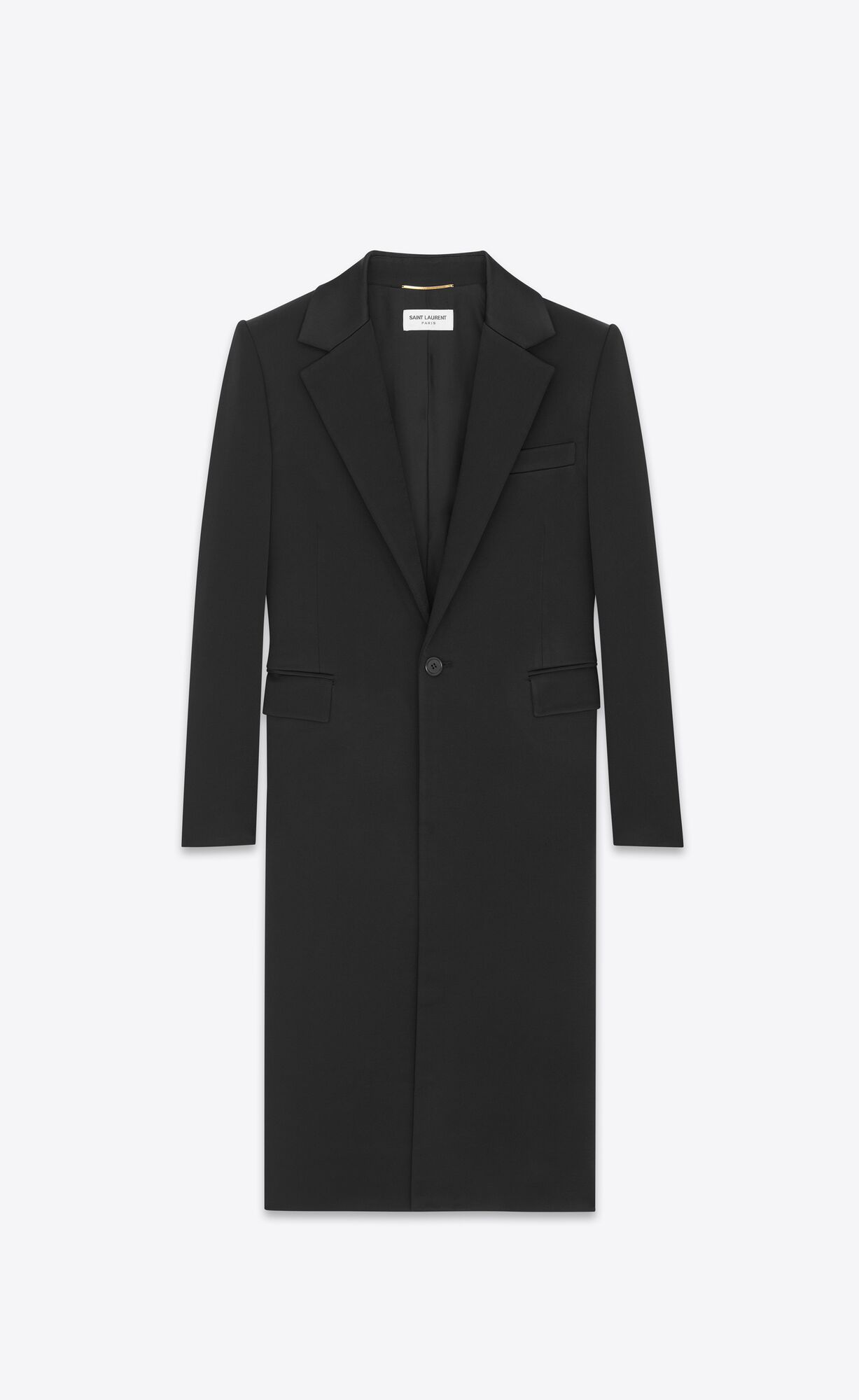 YSL Single-breasted Coat In Crepe Satin Black | URQCY0728