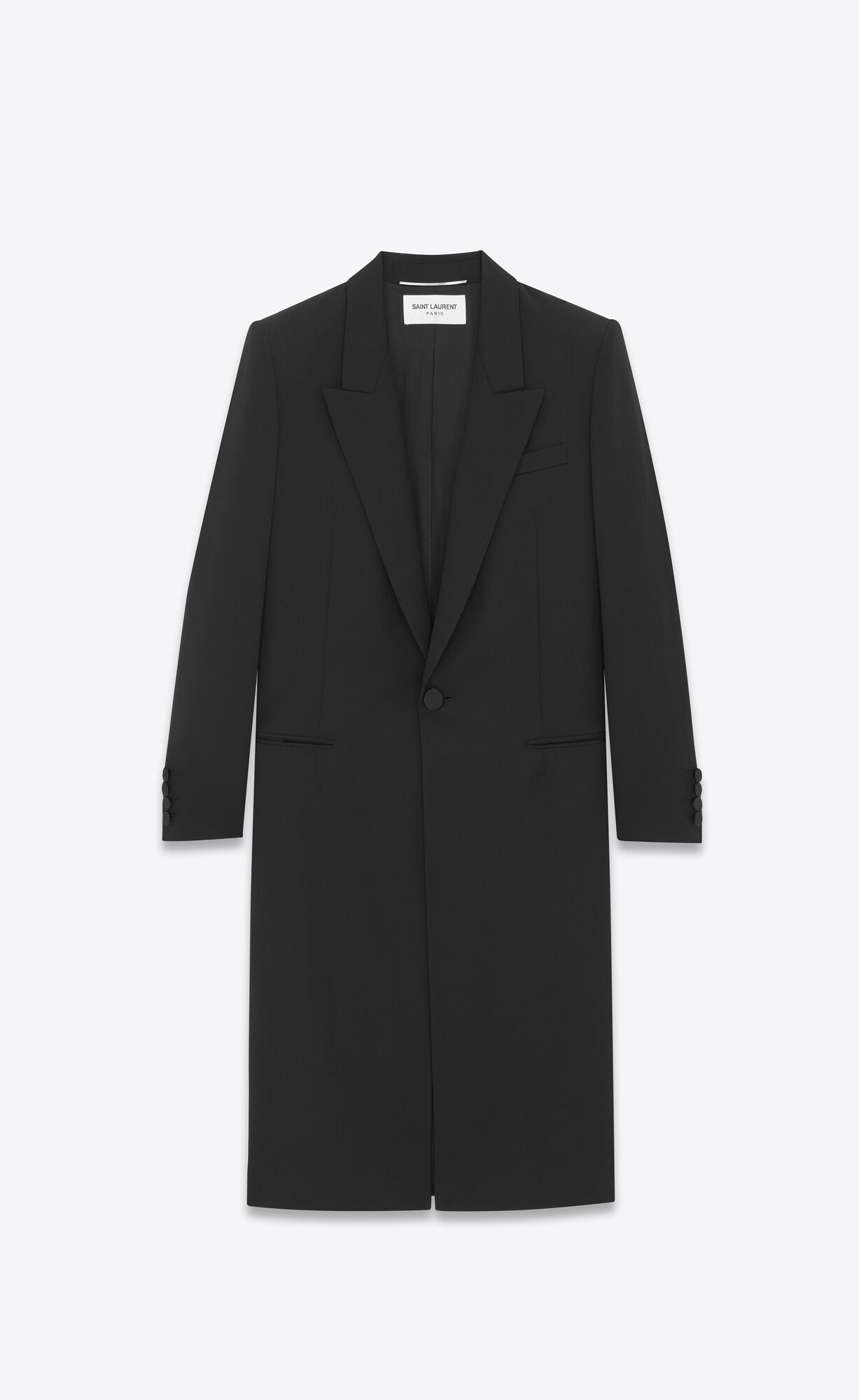 YSL Single-breasted Coat In Grain De Poudre Black | SBQKN9456