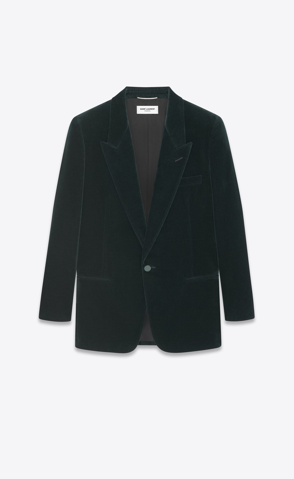 YSL Single-breasted Jacket In Cotton Velvet Dark Forest | ONAPJ0512