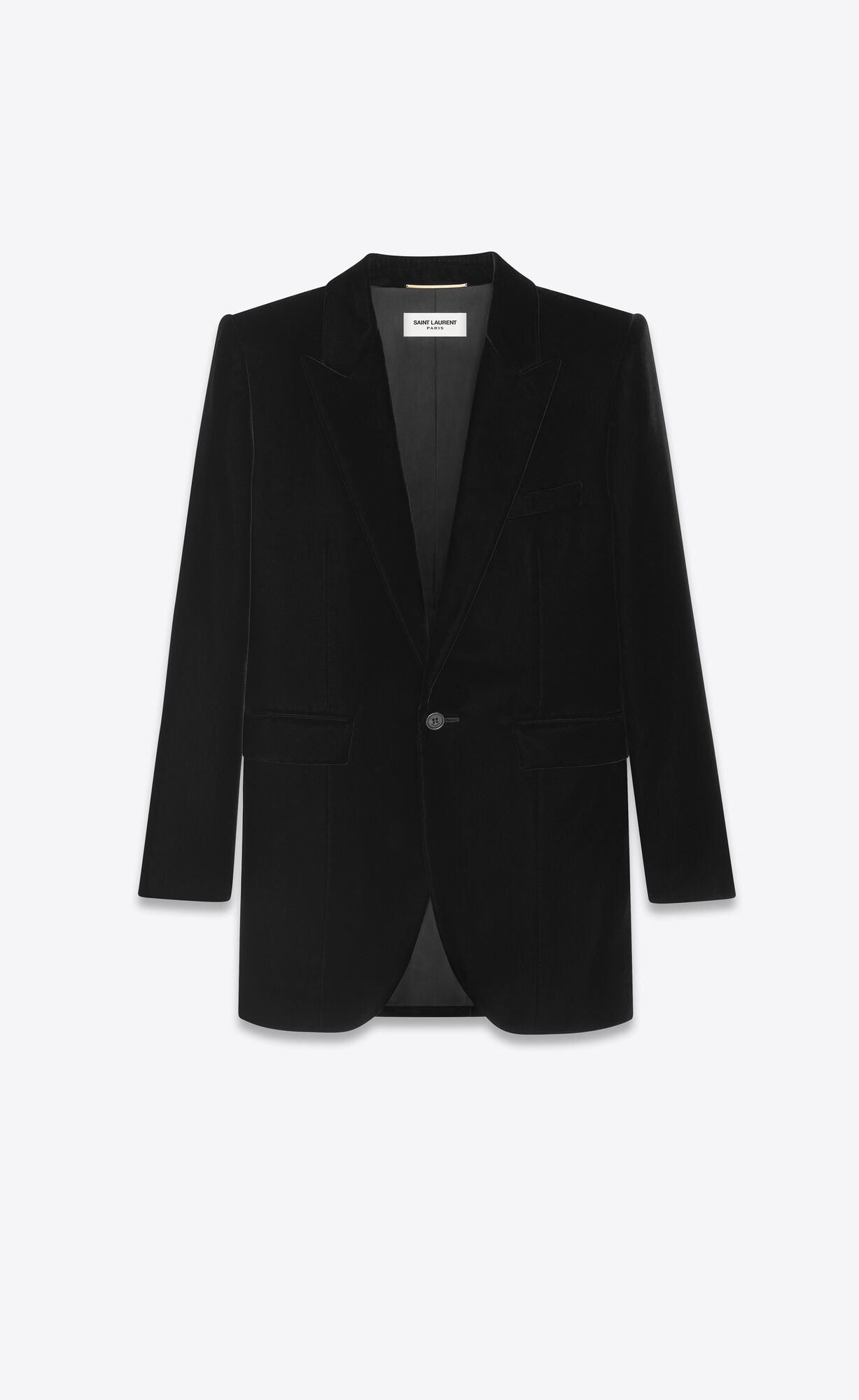 YSL Single-breasted Jacket In Cupro Velvet Noir | HYTZP7426