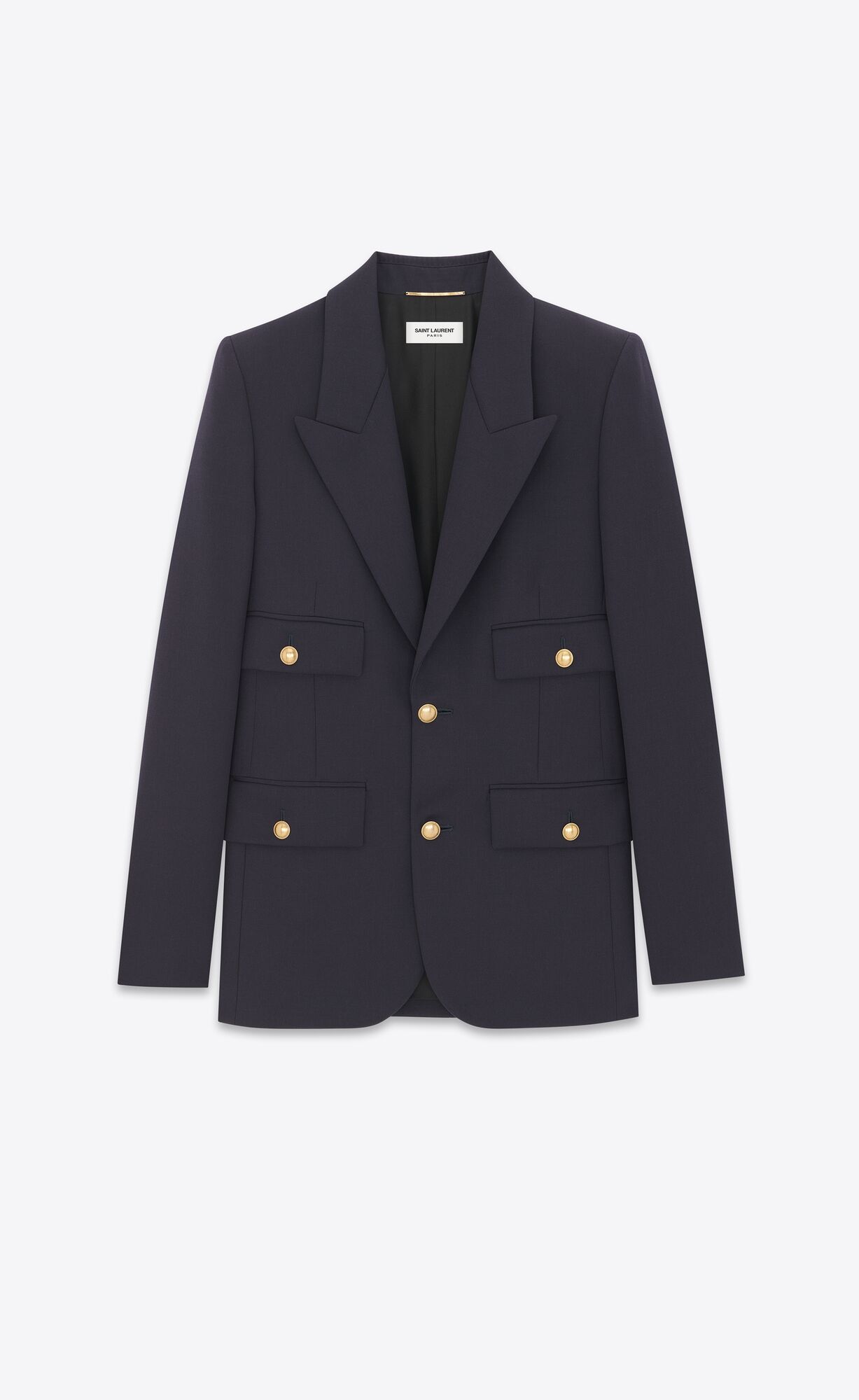 YSL Single-breasted Jacket In Grain De Poudre Marine Fonce | CYZKM6379