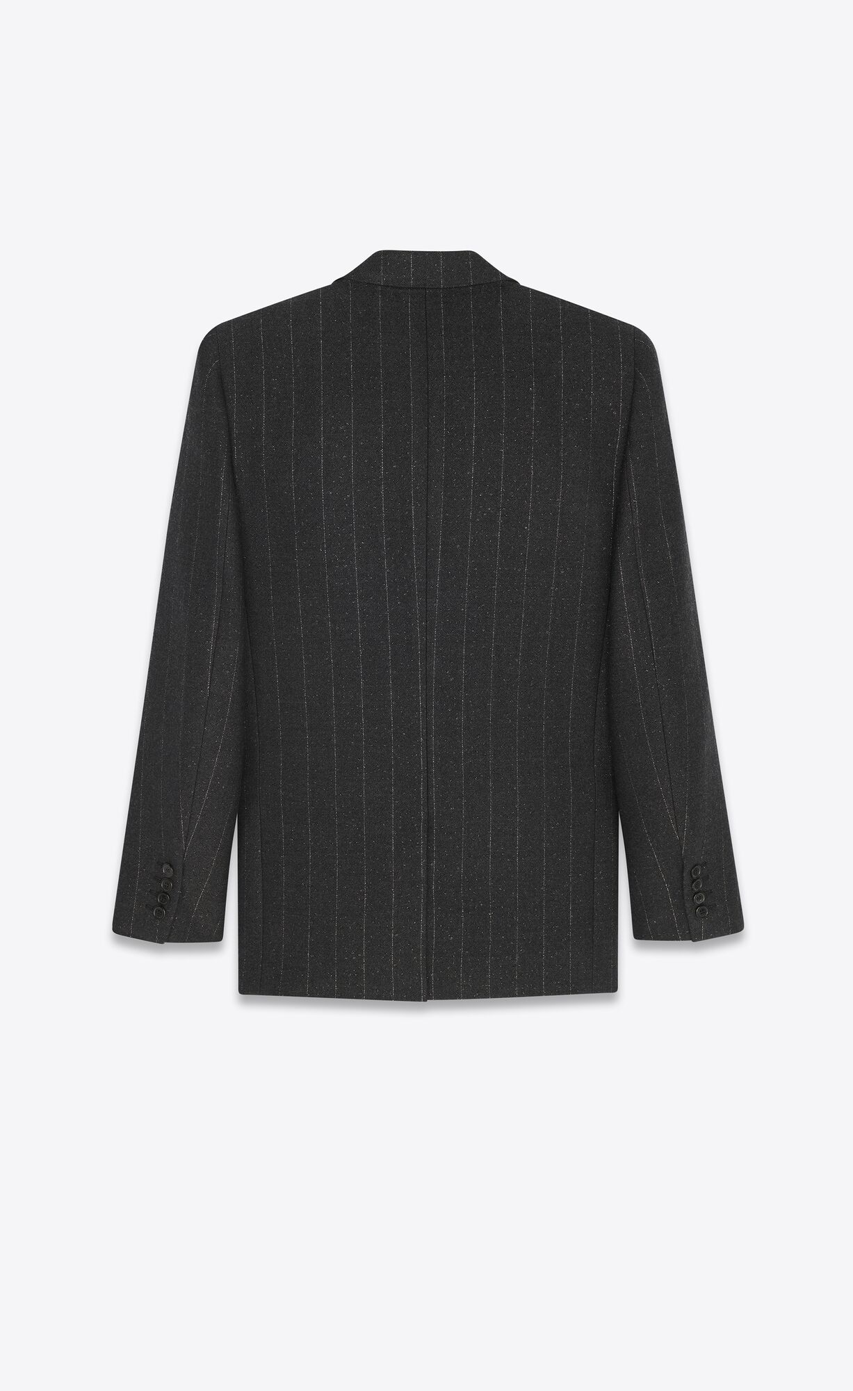 YSL Single-breasted Jacket In Pinstripe Wool Anthracite Argent | CZVTN4785